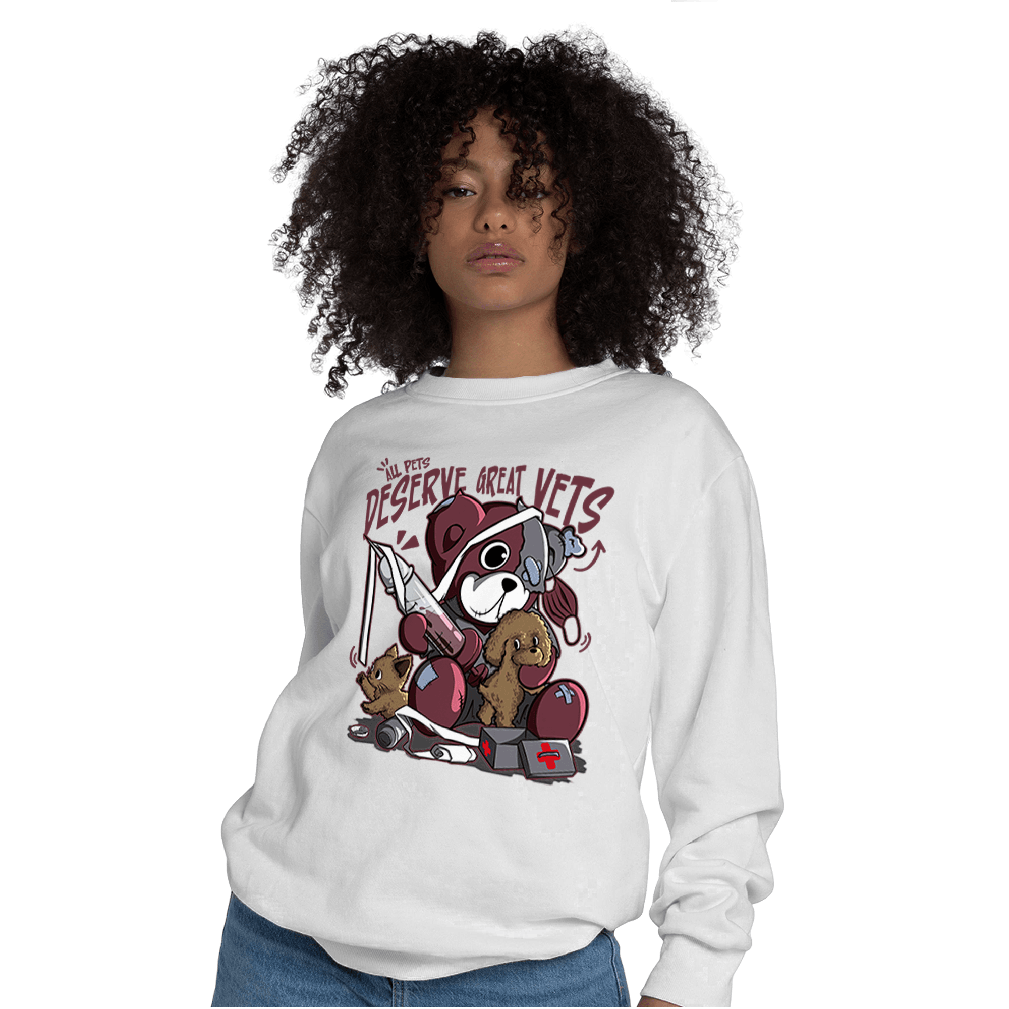 Burgundy 5s Sweatshirt Match Veterinary BER - NastyJamz