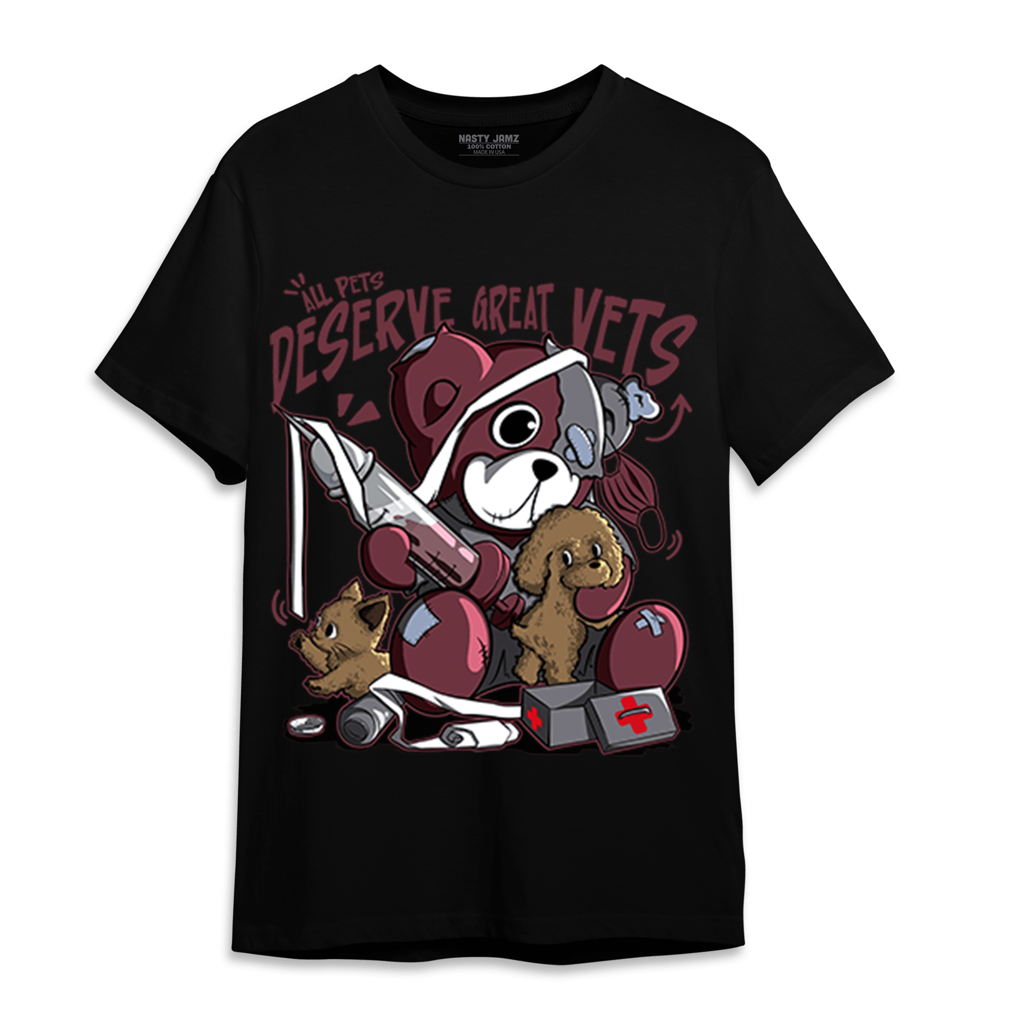 Burgundy 5s T Shirt Match Veterinary BER - NastyJamz