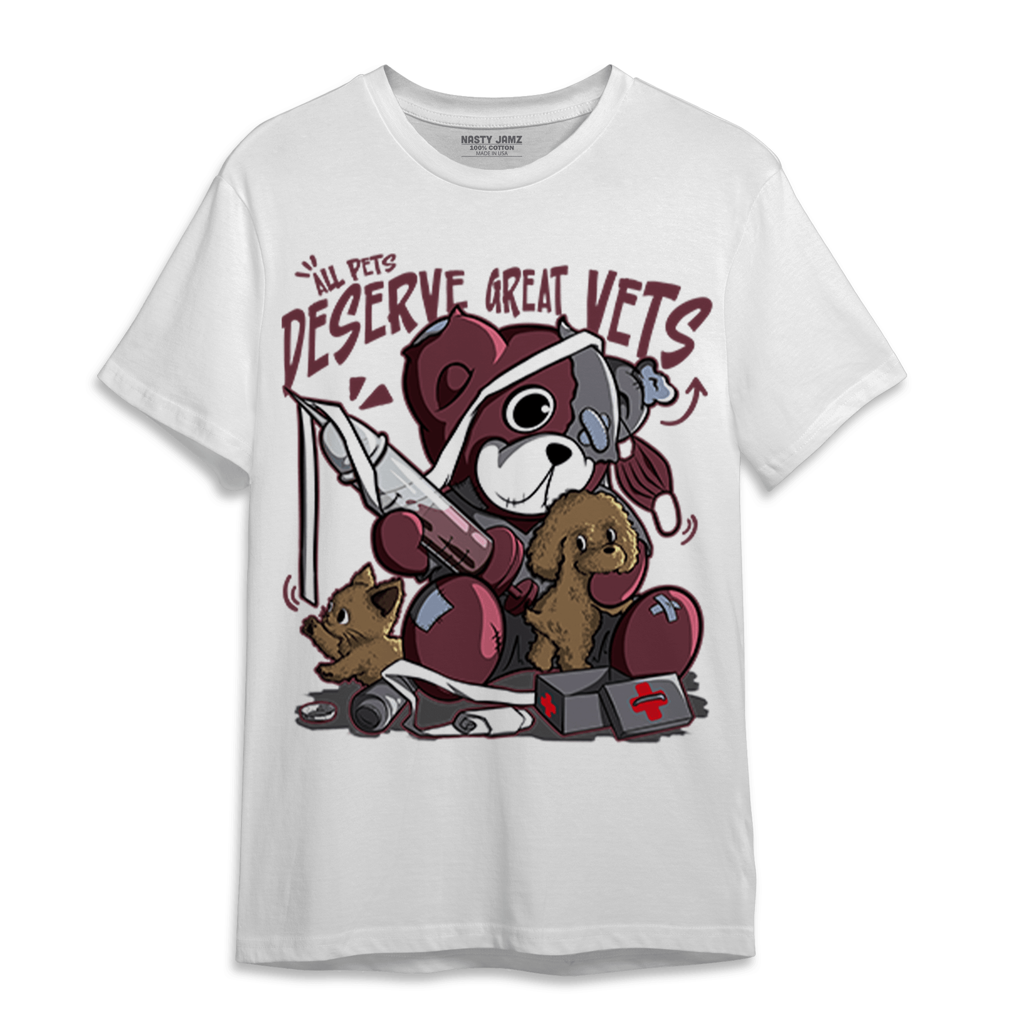 Burgundy 5s T Shirt Match Veterinary BER - NastyJamz