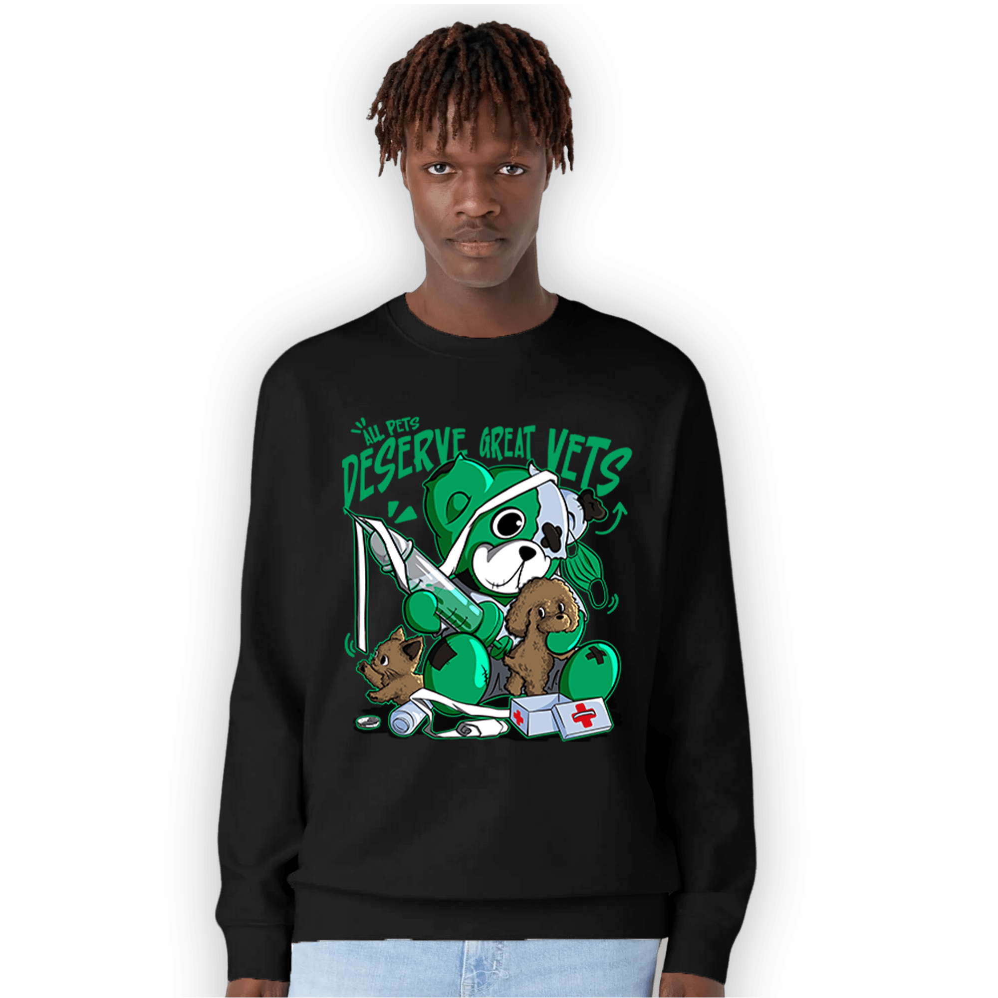 Lucky Green 5s Sweatshirt Match Veterinary BER - NastyJamz
