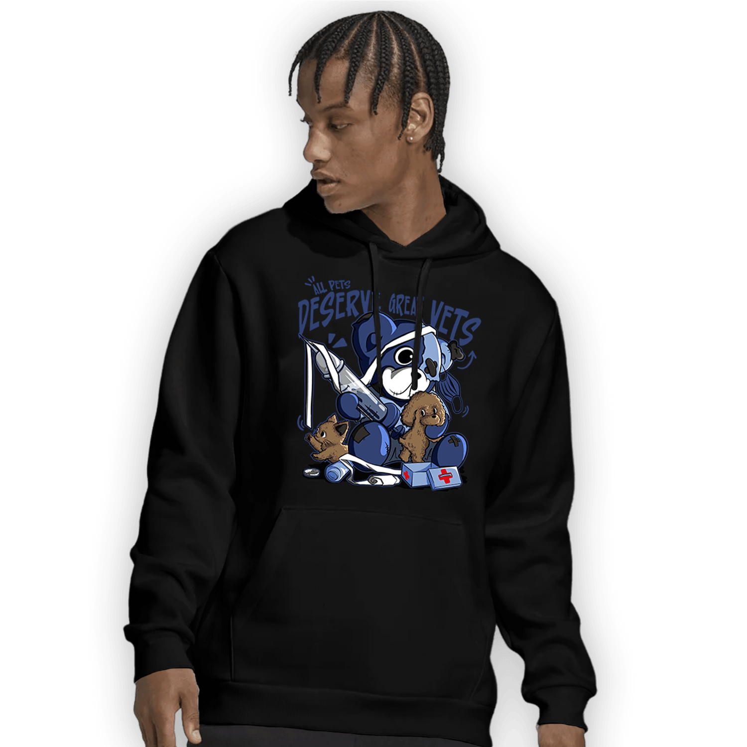 Midnight Navy 5s Hoodie Match Veterinary BER - NastyJamz