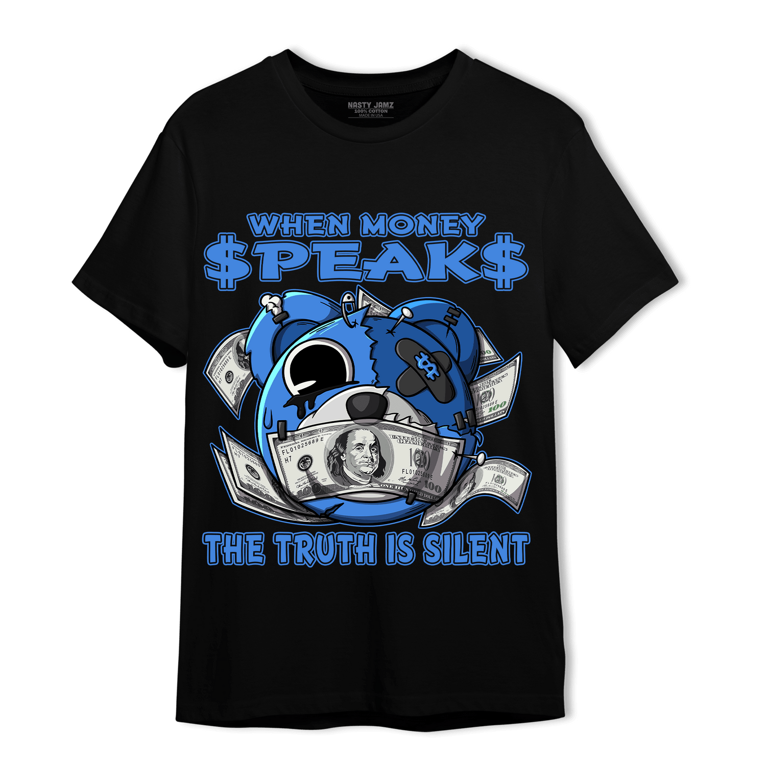 University Blue Toe 1s T Shirt Match When Money Speaks Ber - NastyJamz