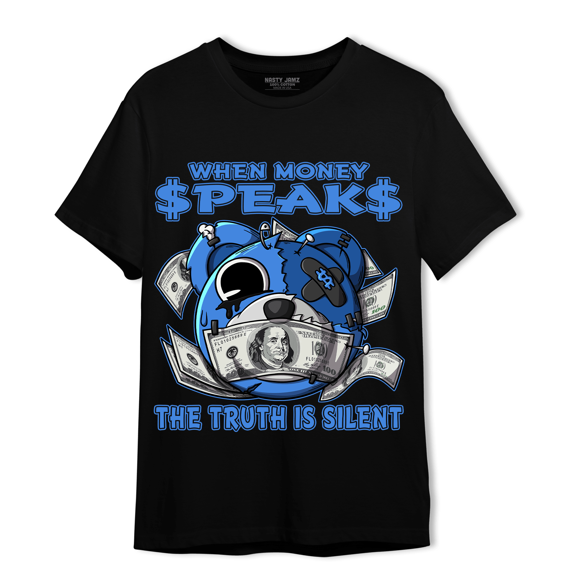 University Blue Toe 1s T Shirt Match When Money Speaks Ber - NastyJamz
