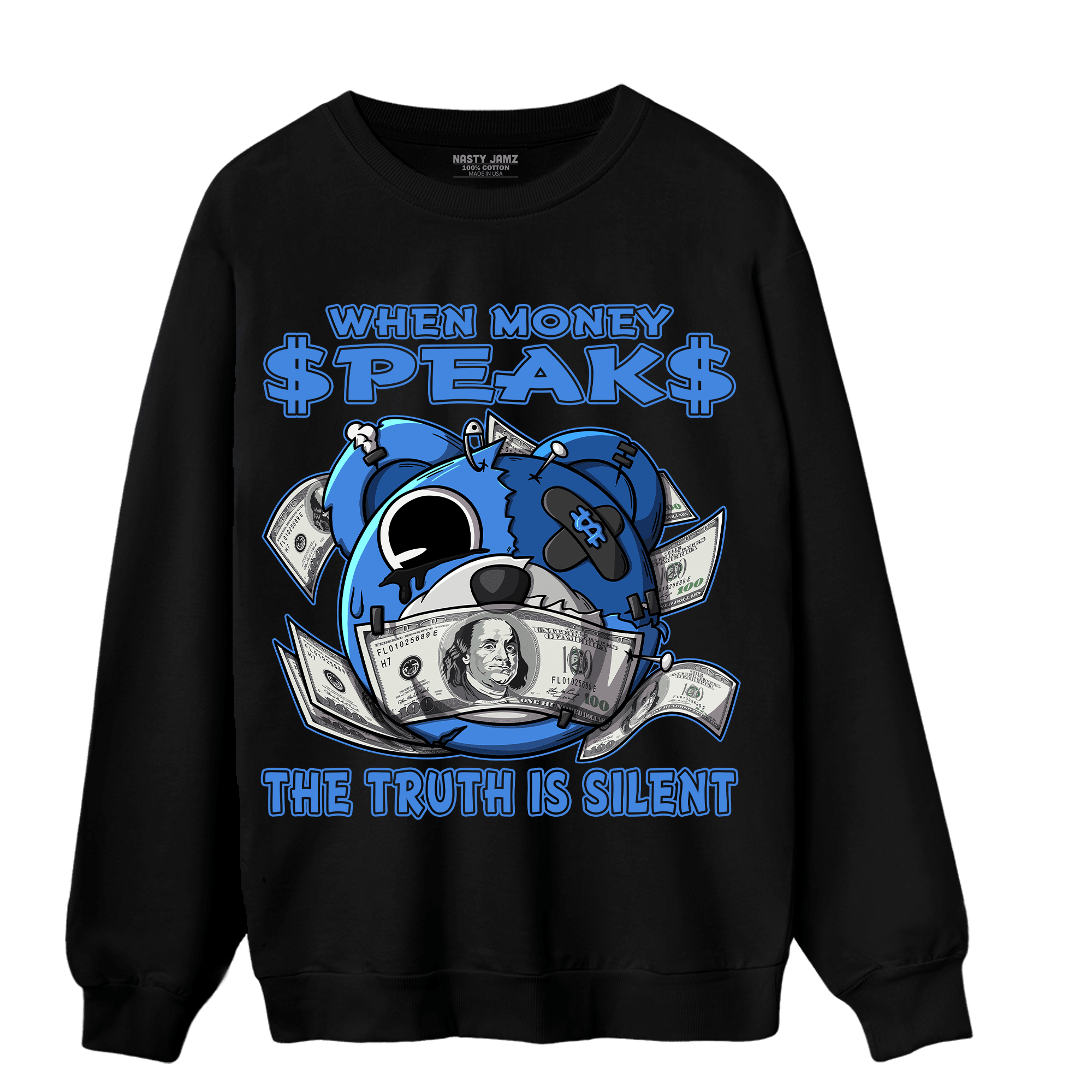 University Blue Toe 1s Sweatshirt Match When Money Speaks Ber - NastyJamz