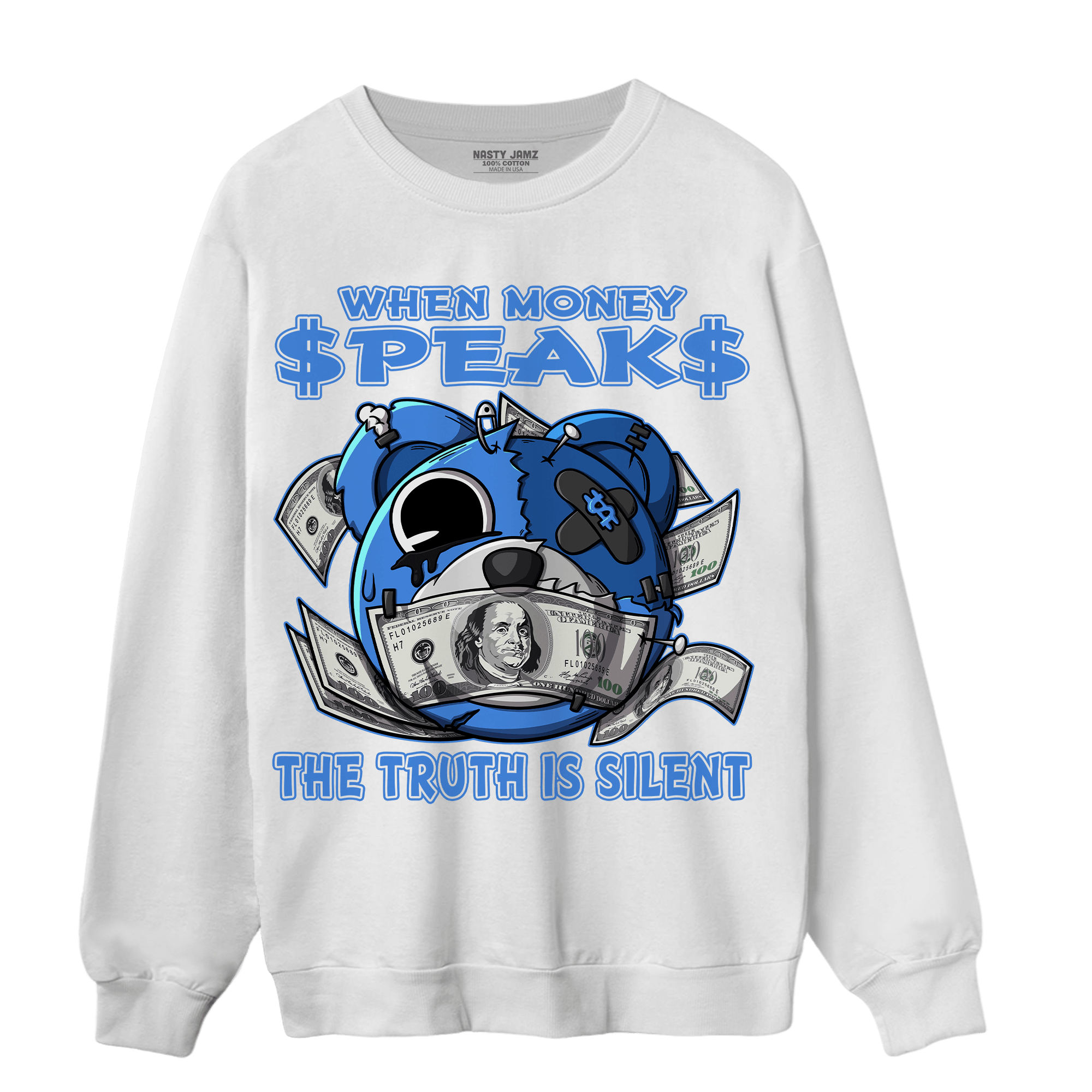 University Blue Toe 1s Sweatshirt Match When Money Speaks Ber - NastyJamz