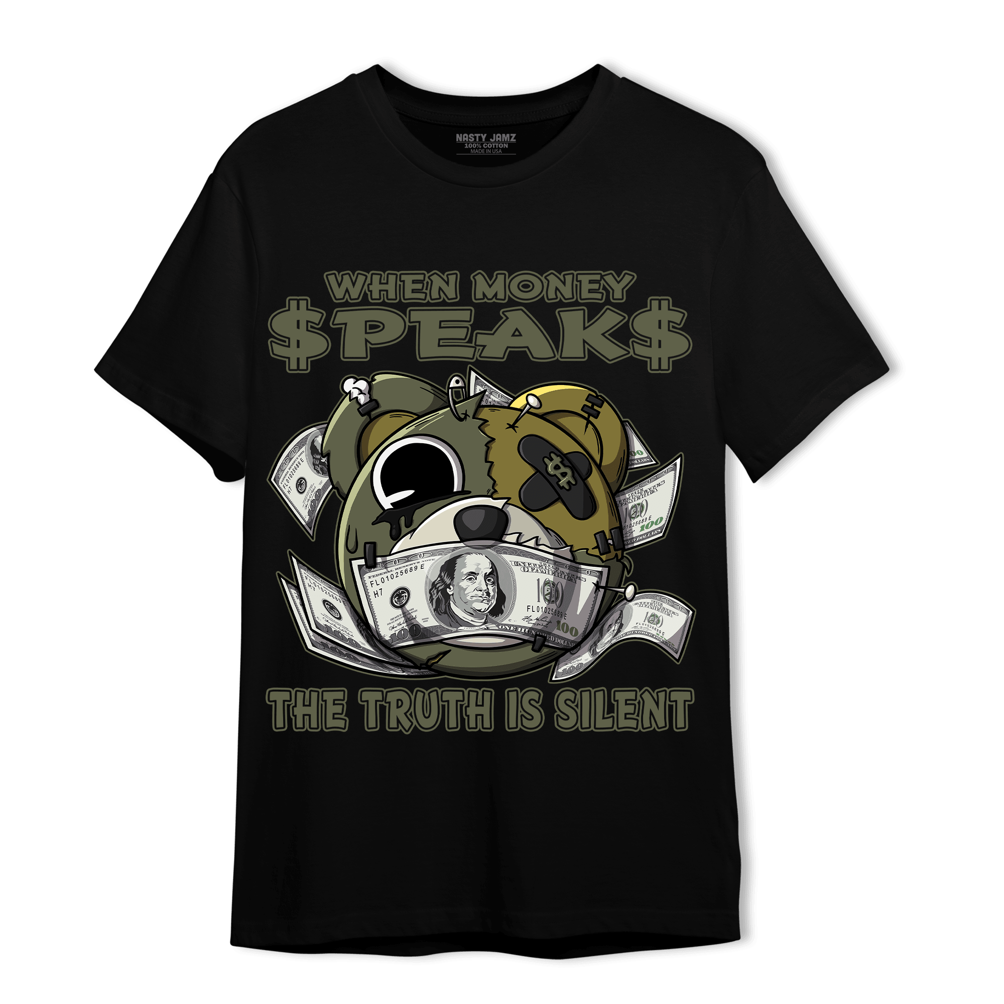 SE Craft Medium Olive 4s T Shirt Match When Money Speaks Ber - NastyJamz