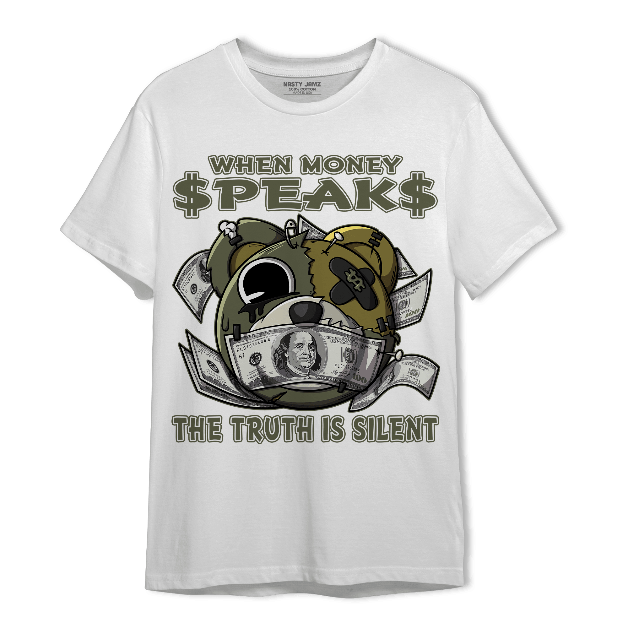 SE Craft Medium Olive 4s T Shirt Match When Money Speaks Ber - NastyJamz