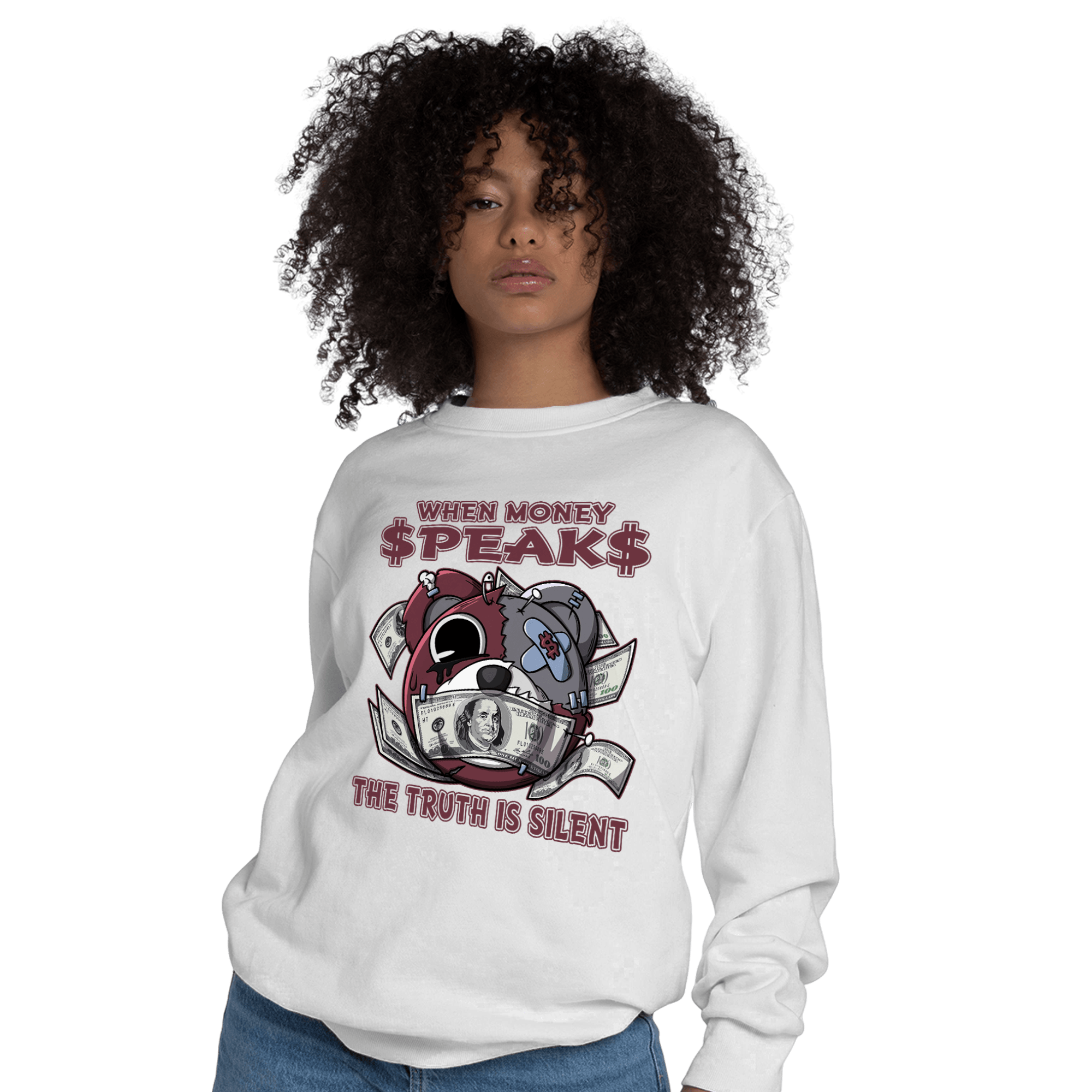 Burgundy 5s Sweatshirt Match When Money Speaks Ber - NastyJamz