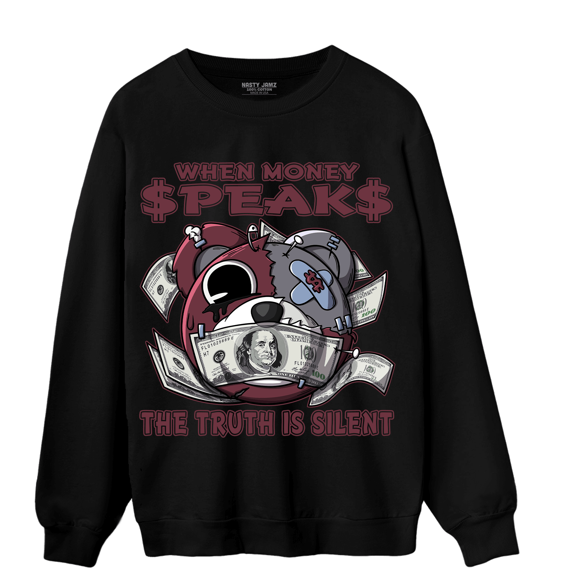 Burgundy 5s Sweatshirt Match When Money Speaks Ber - NastyJamz