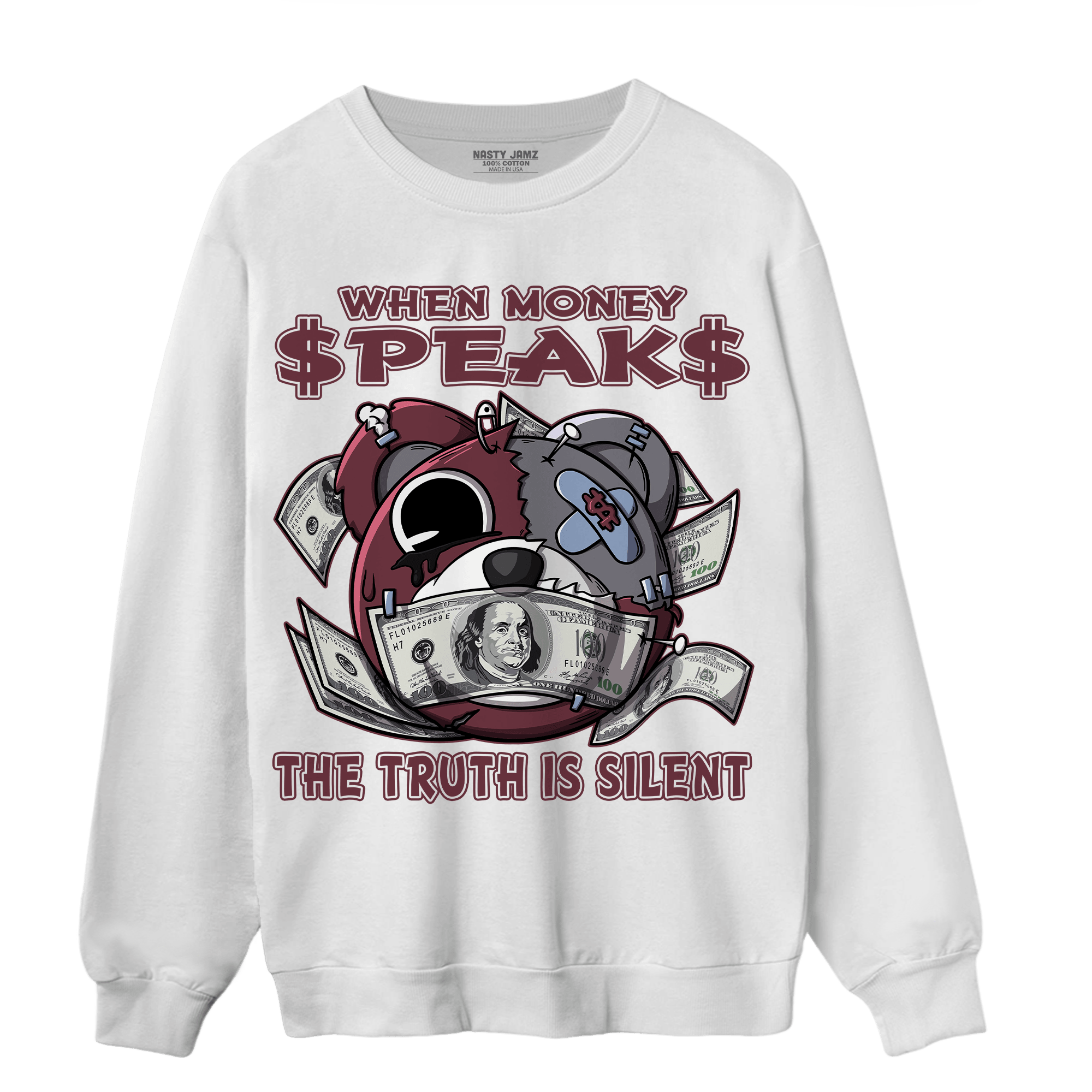 Burgundy 5s Sweatshirt Match When Money Speaks Ber - NastyJamz