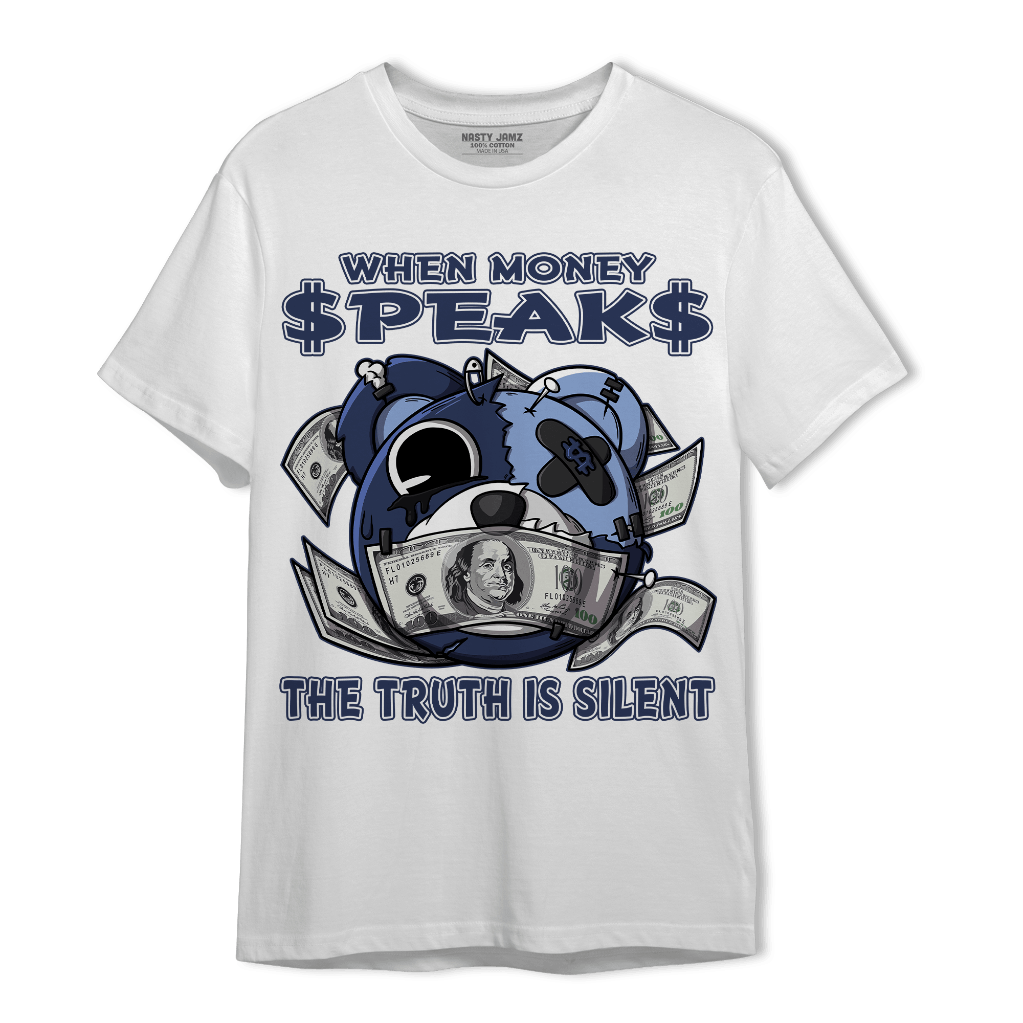 Midnight Navy 5s T Shirt Match When Money Speaks Ber - NastyJamz