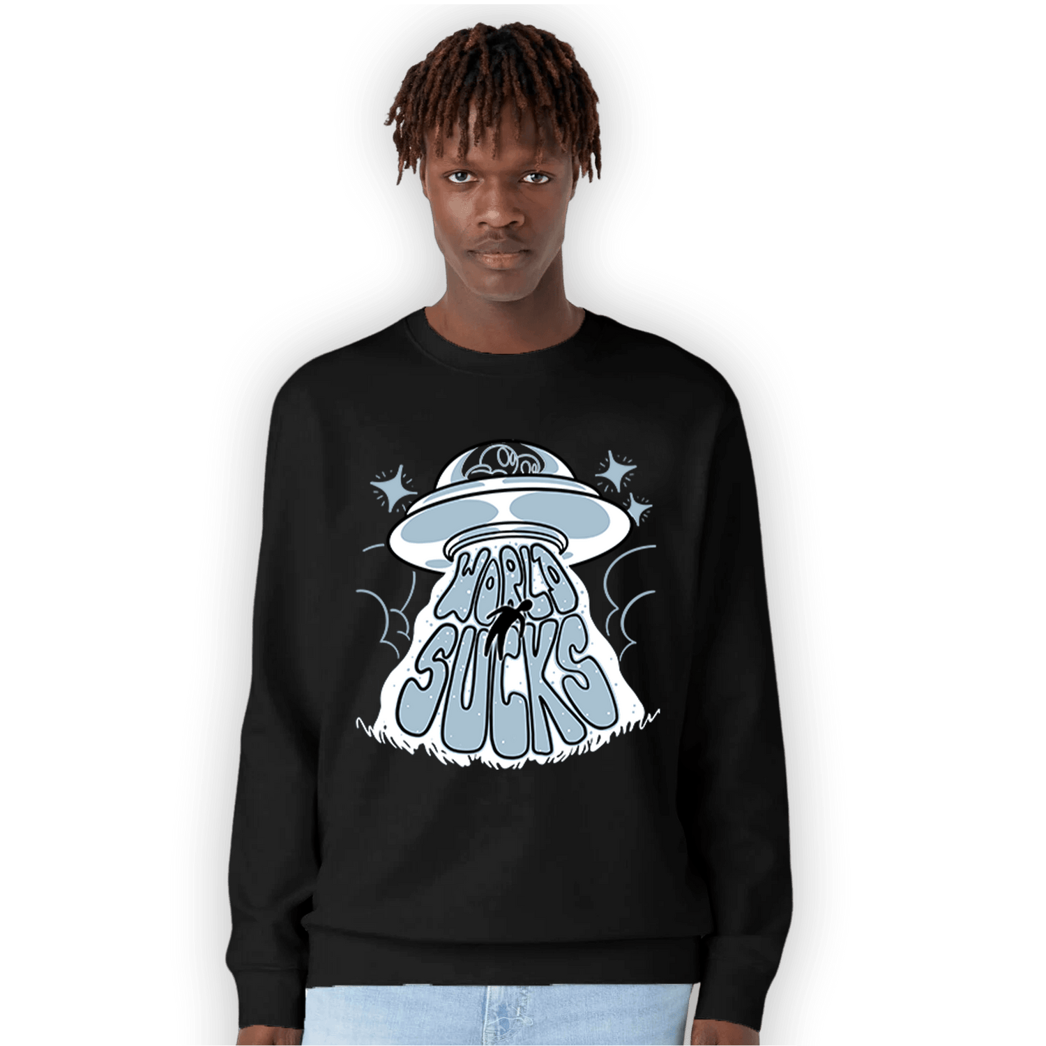 Blue Grey 13s Sweatshirt Match World Sucks - NastyJamz