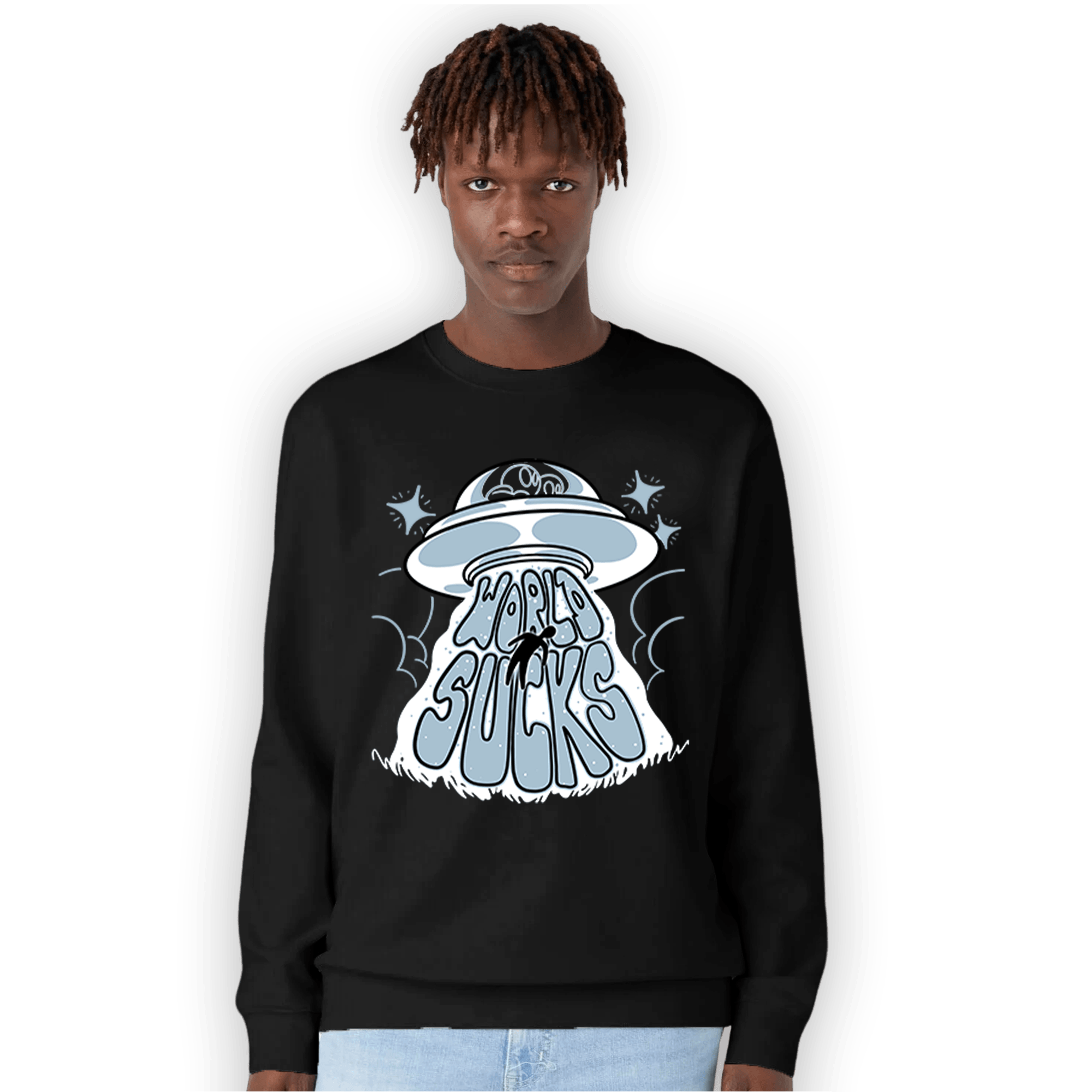 Blue Grey 13s Sweatshirt Match World Sucks - NastyJamz