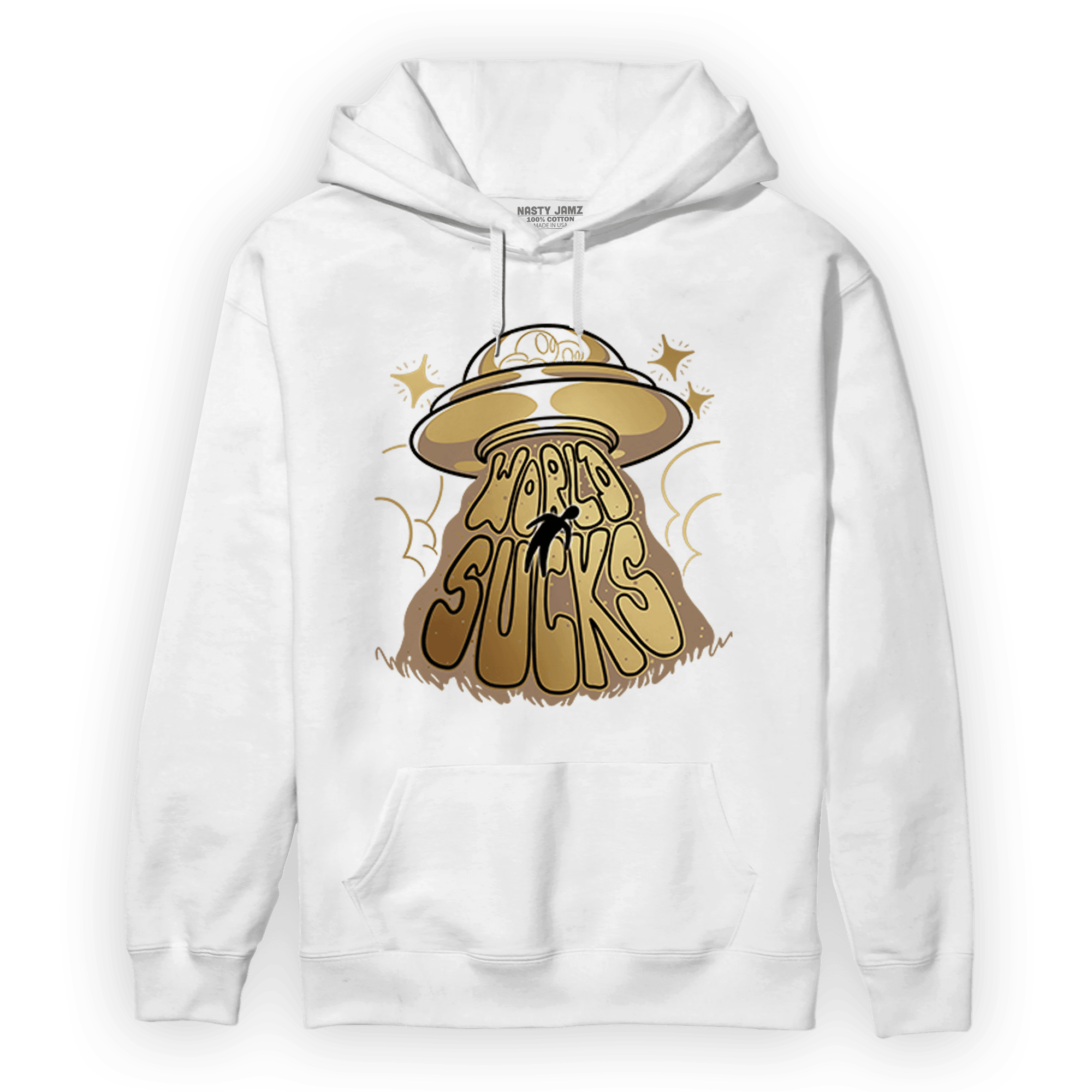 High OG Metallic Gold 1s Hoodie Match World Sucks - NastyJamz