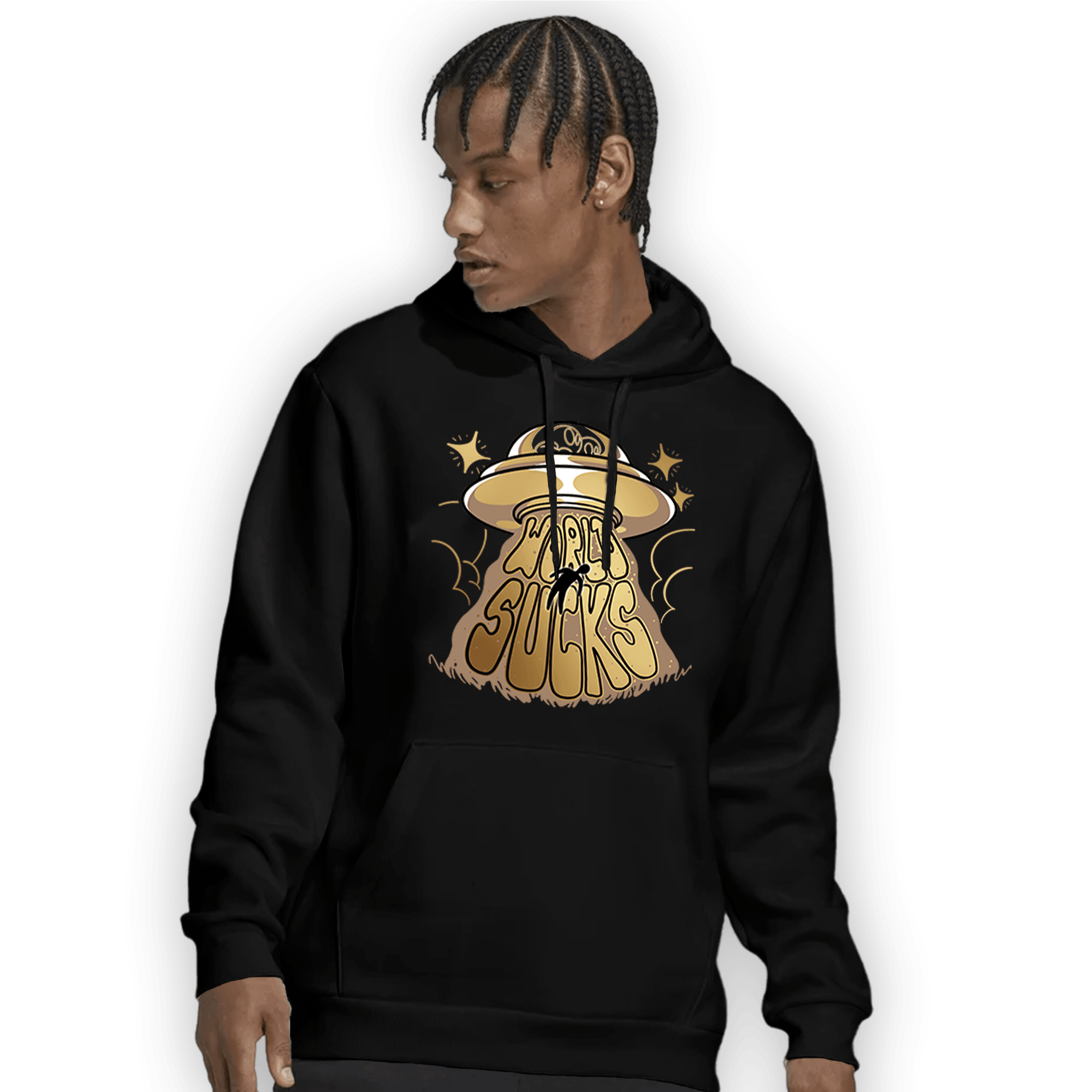 High OG Metallic Gold 1s Hoodie Match World Sucks - NastyJamz