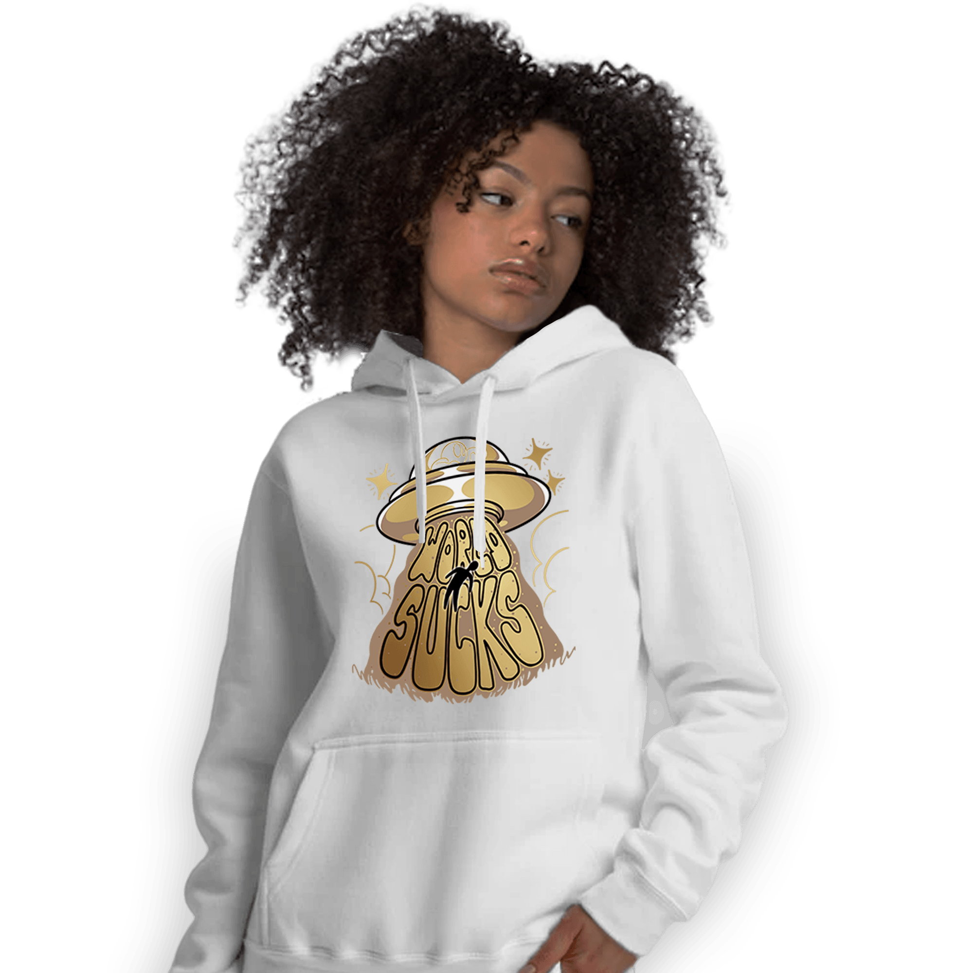 High OG Metallic Gold 1s Hoodie Match World Sucks - NastyJamz