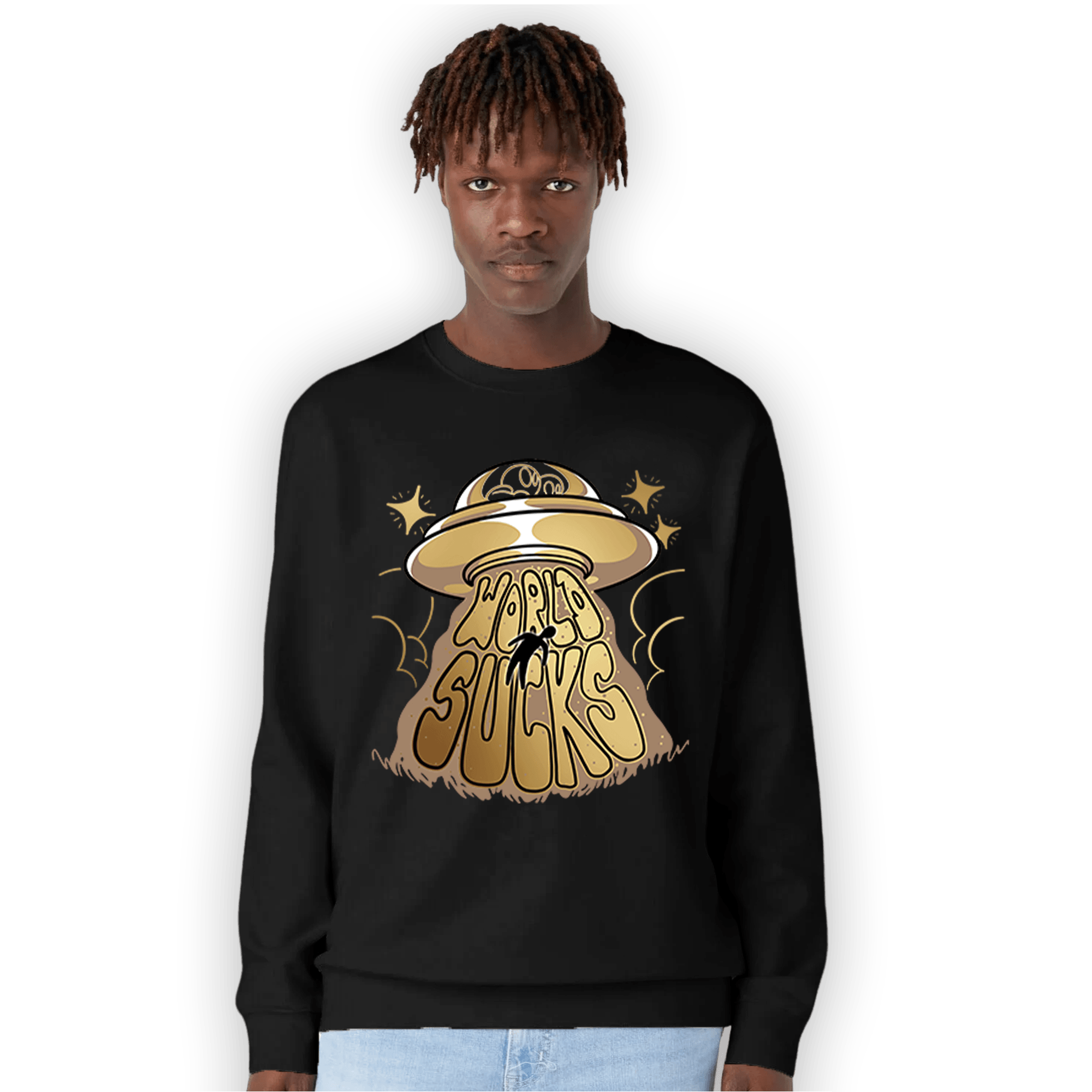 High OG Metallic Gold 1s Sweatshirt Match World Sucks - NastyJamz