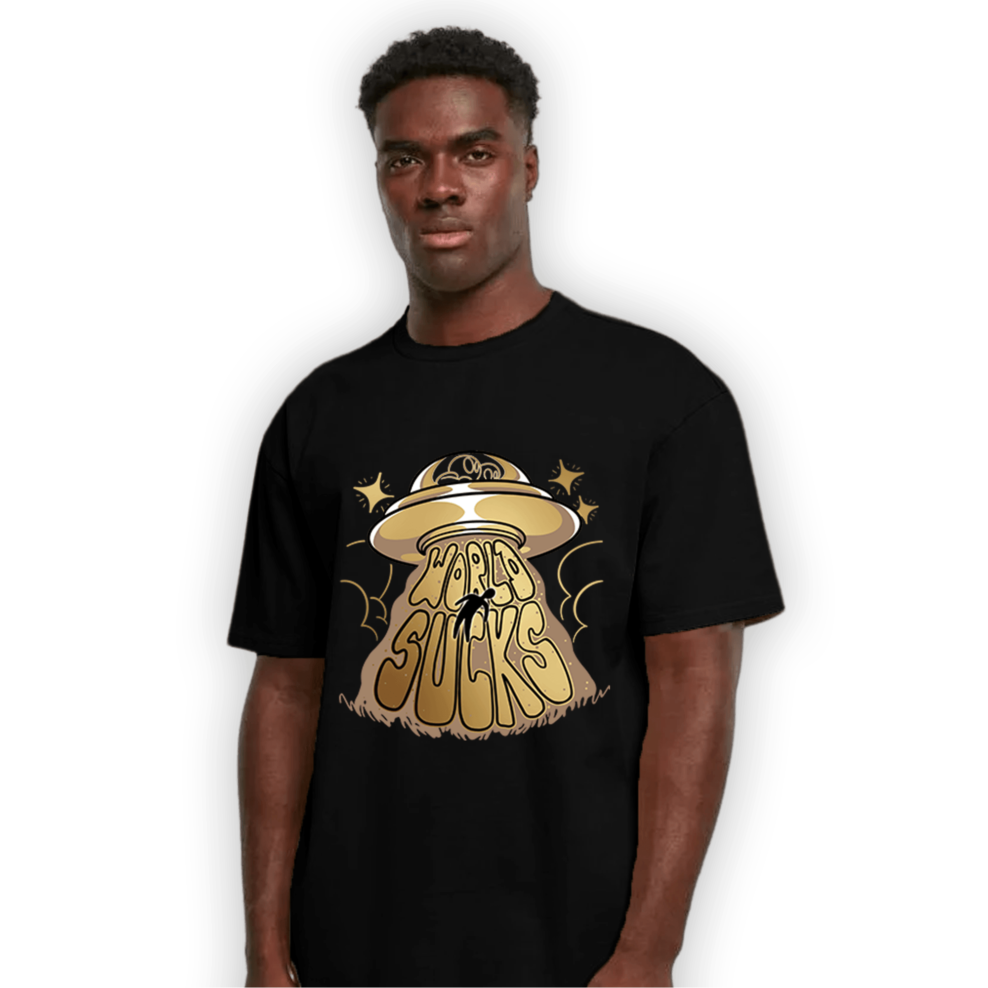 High OG Metallic Gold 1s T Shirt Match World Sucks - NastyJamz