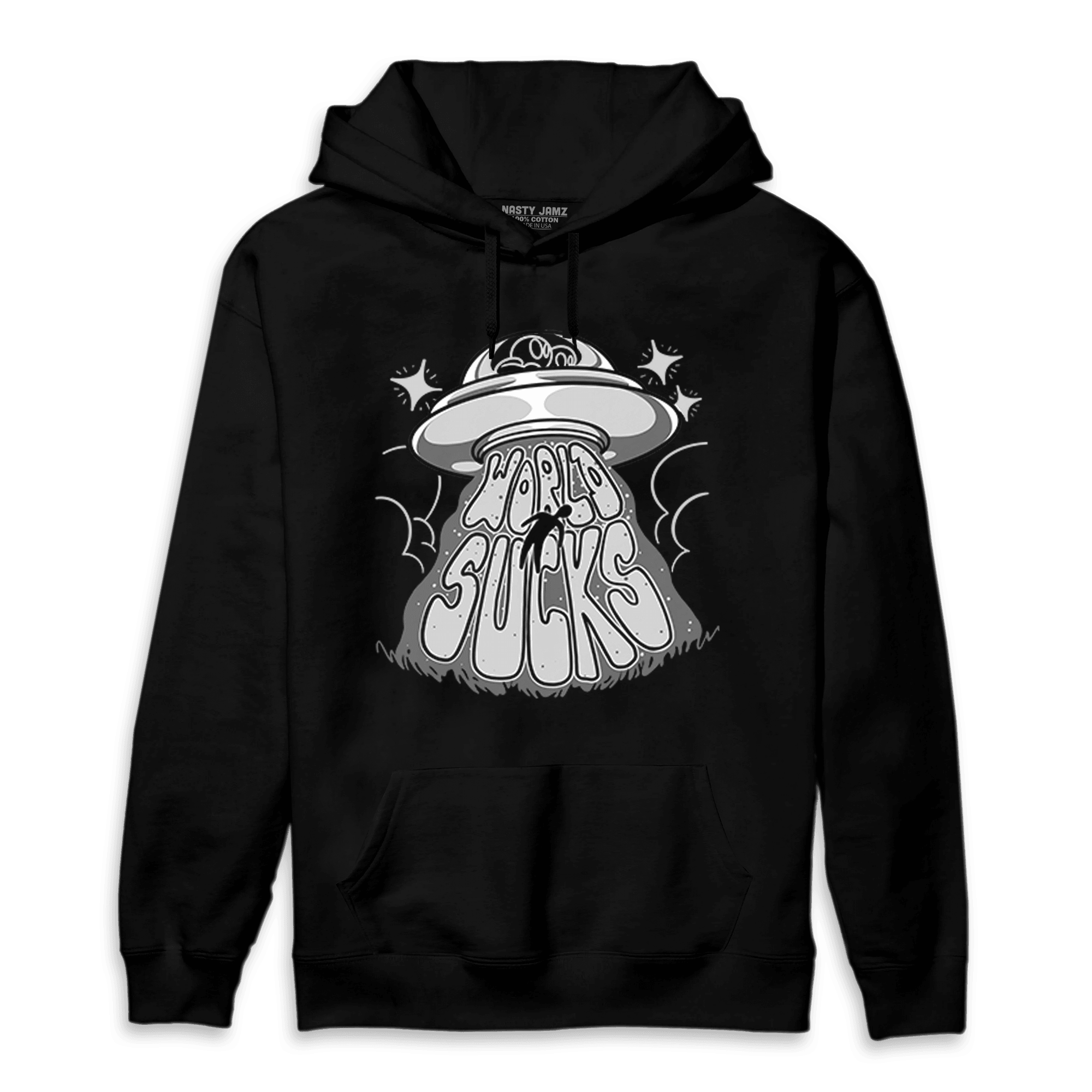 Retro High OG Black White 1s Hoodie Match World Sucks - NastyJamz