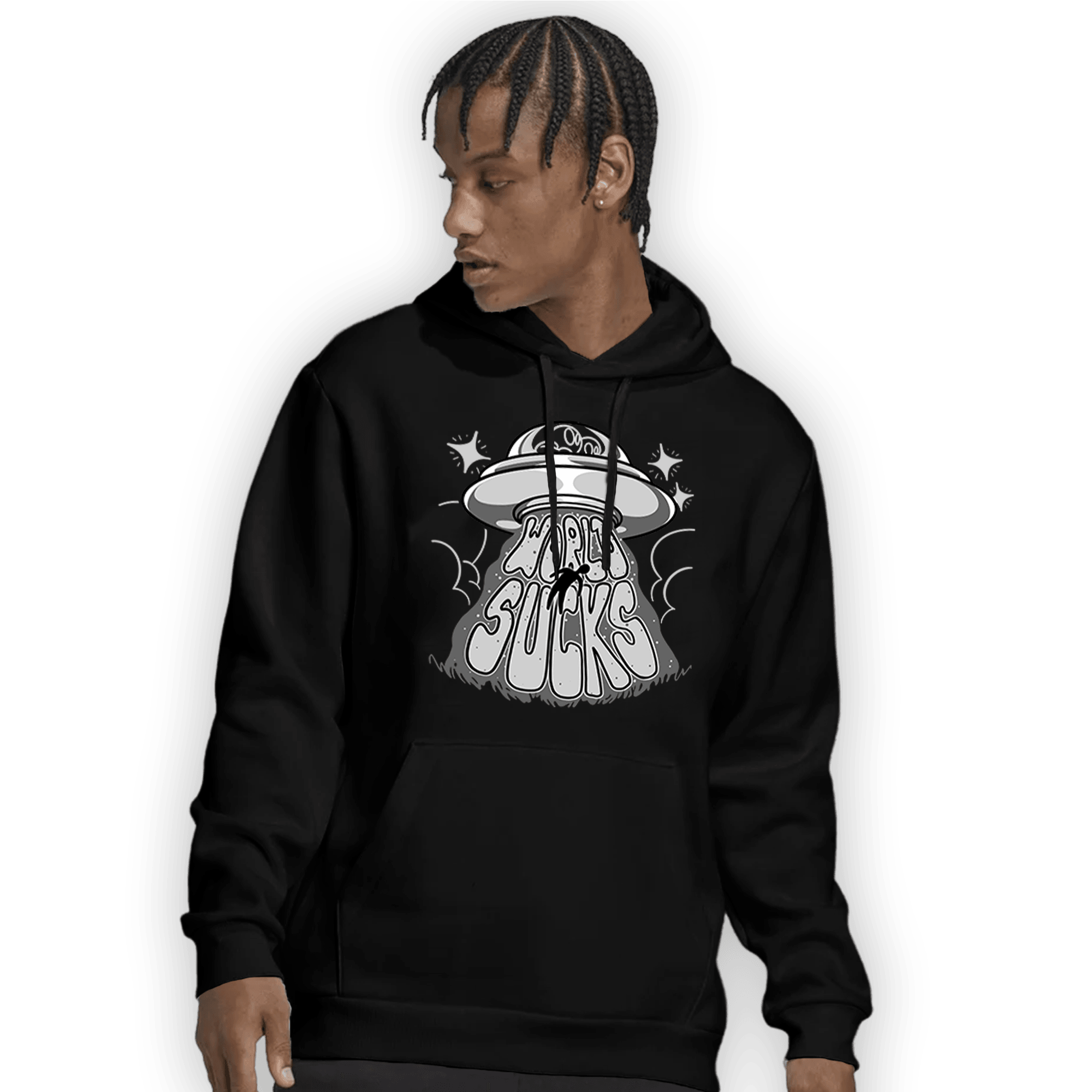 Retro High OG Black White 1s Hoodie Match World Sucks - NastyJamz