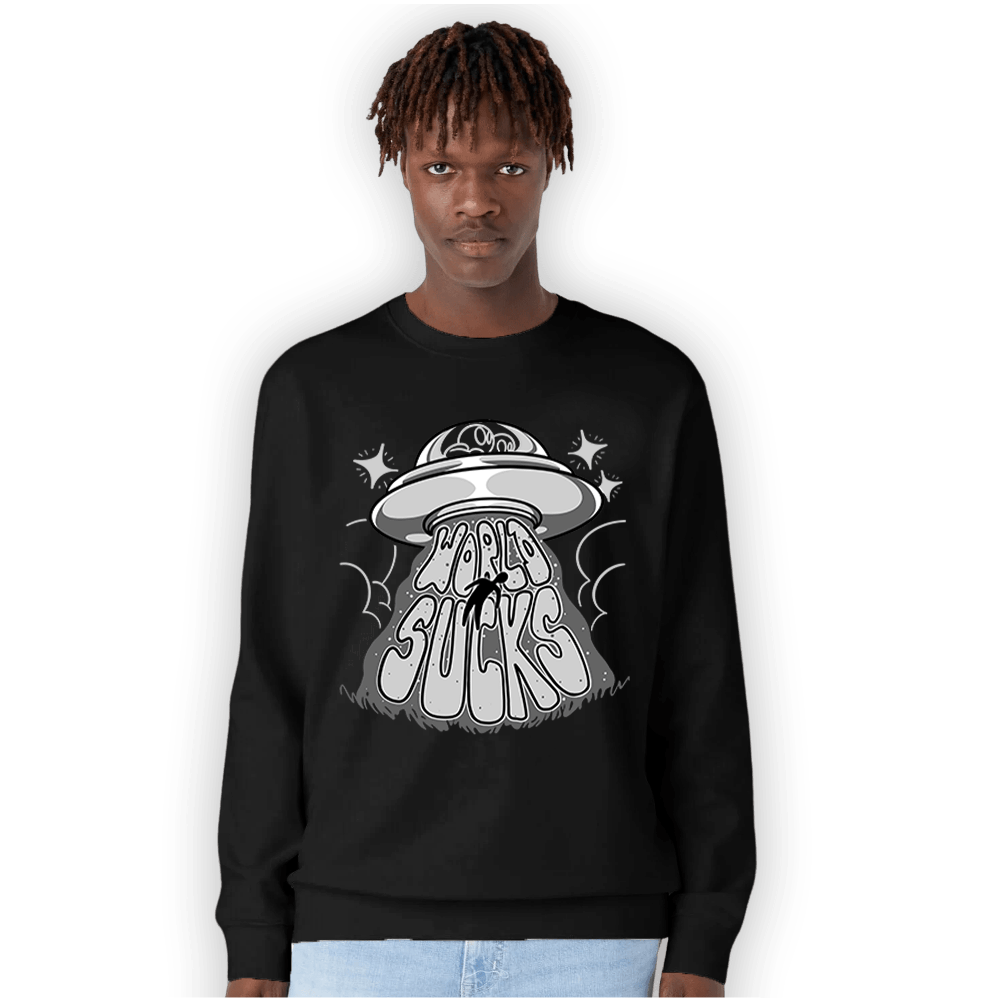 Retro High OG Black White 1s Sweatshirt Match World Sucks - NastyJamz
