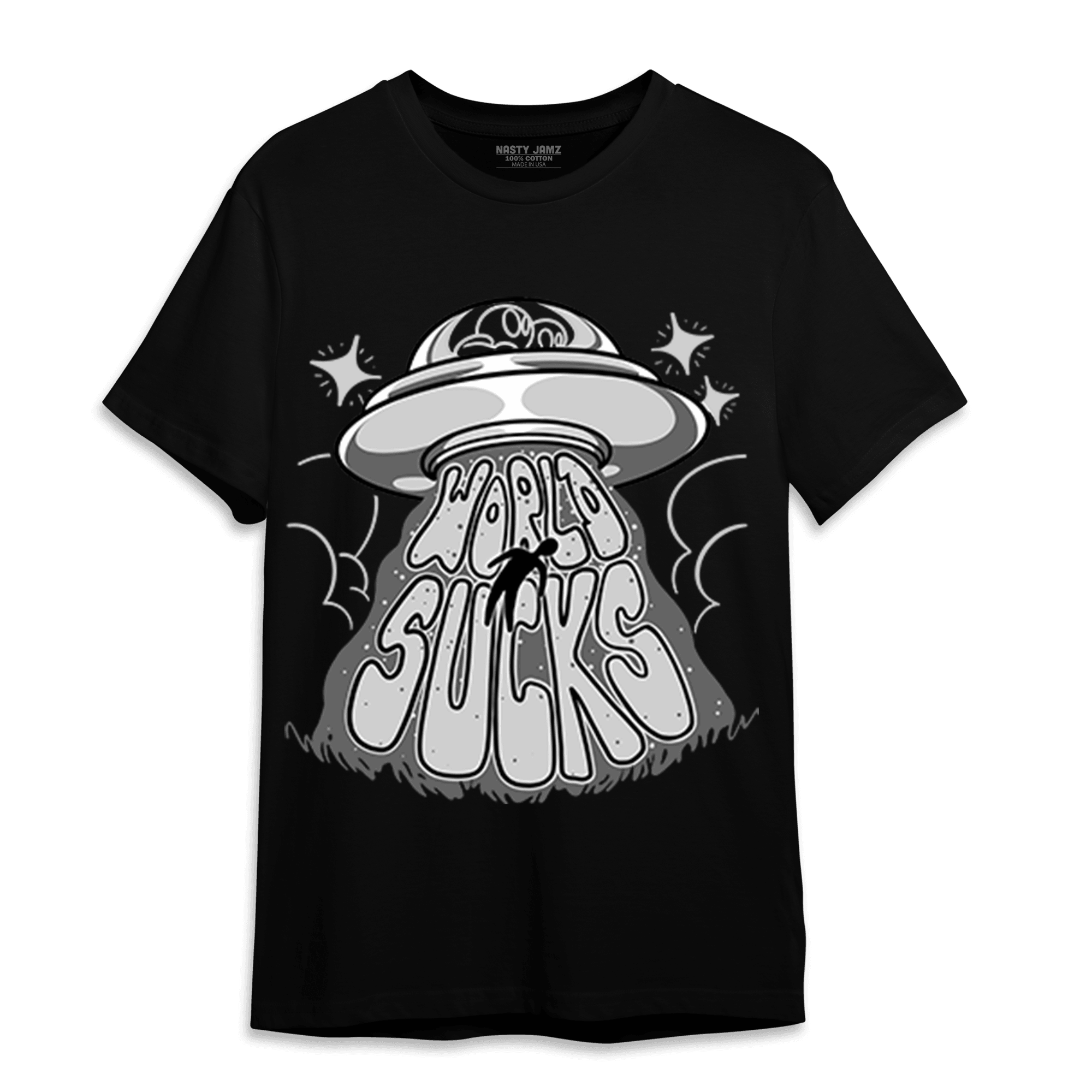 Retro High OG Black White 1s T Shirt Match World Sucks - NastyJamz
