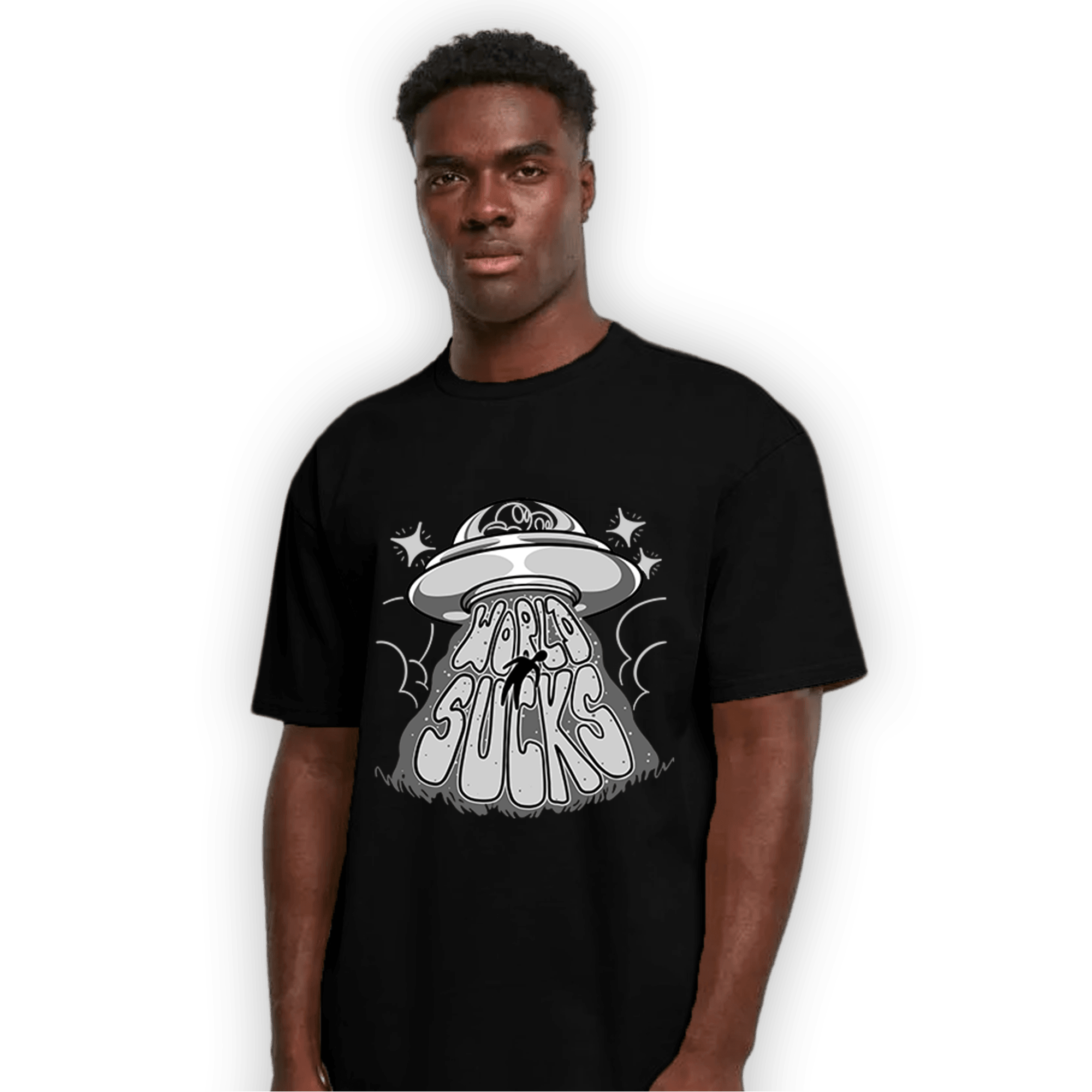 Retro High OG Black White 1s T Shirt Match World Sucks - NastyJamz