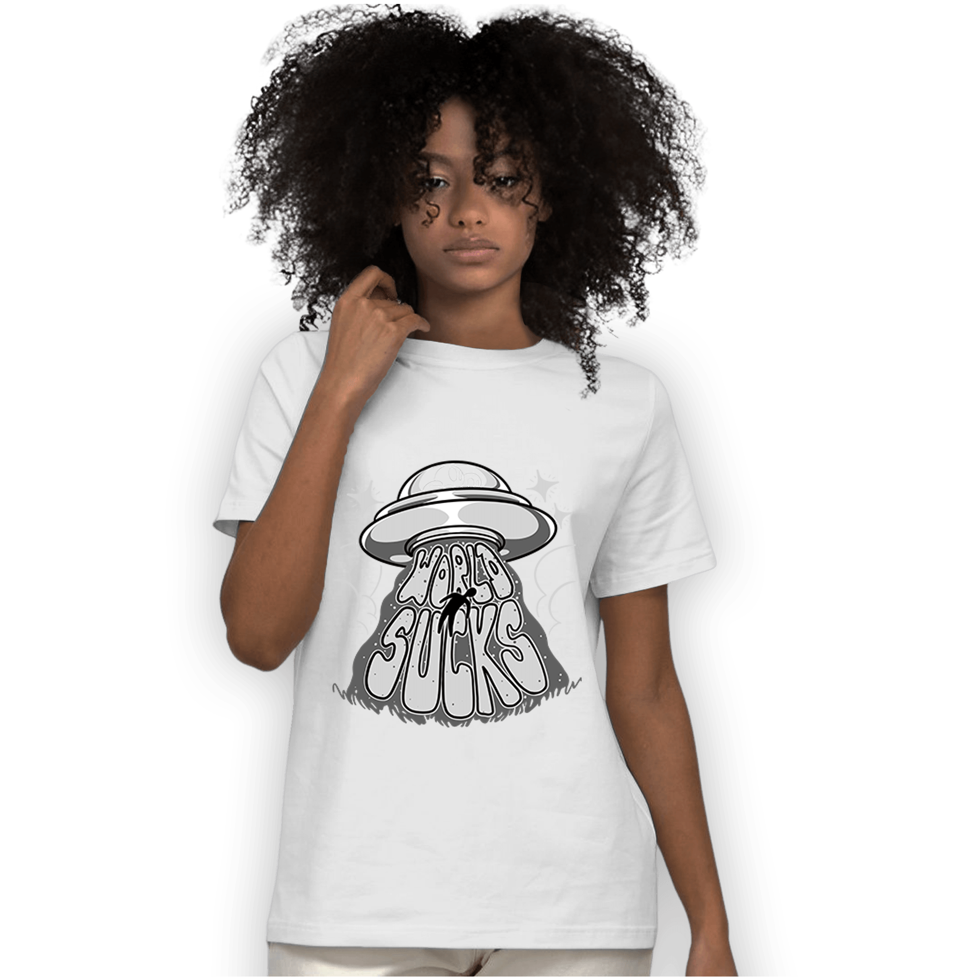 Retro High OG Black White 1s T Shirt Match World Sucks - NastyJamz