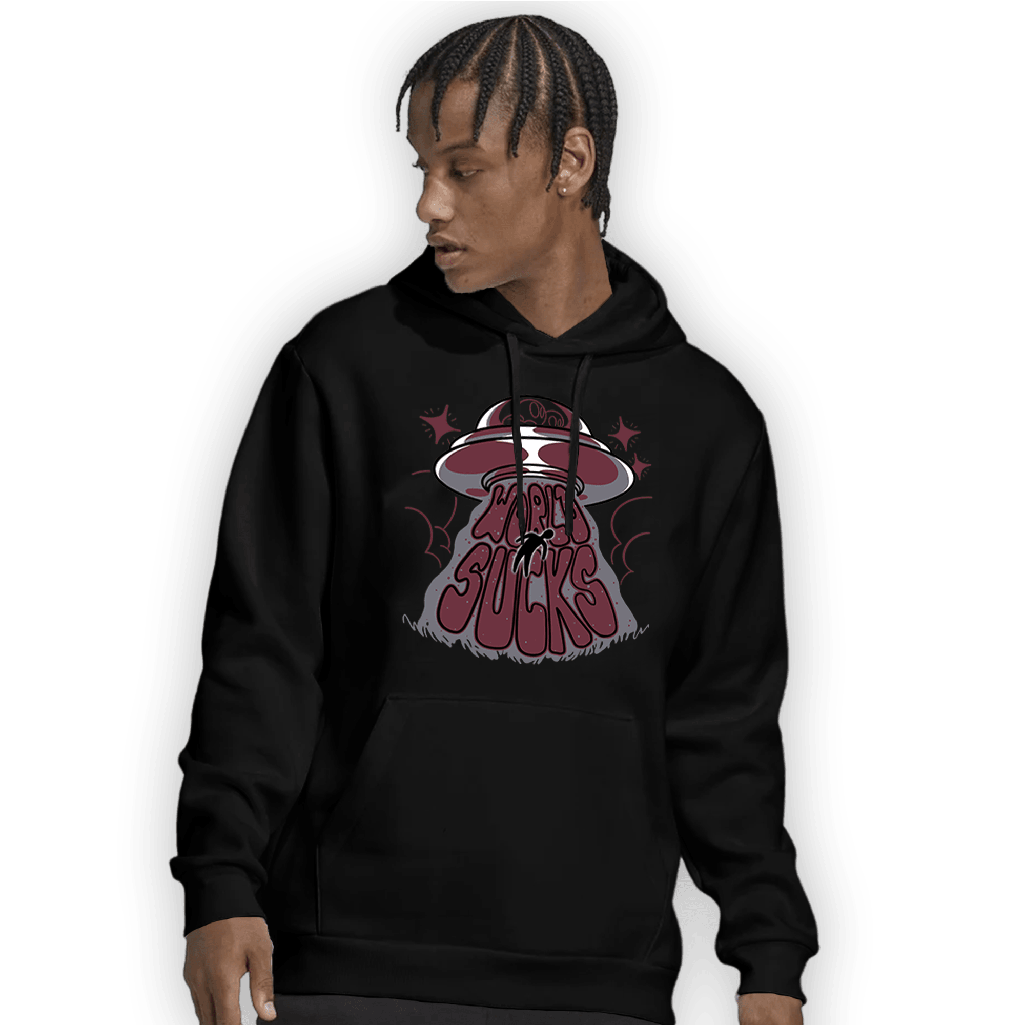 Burgundy 5s Hoodie Match World Sucks - NastyJamz