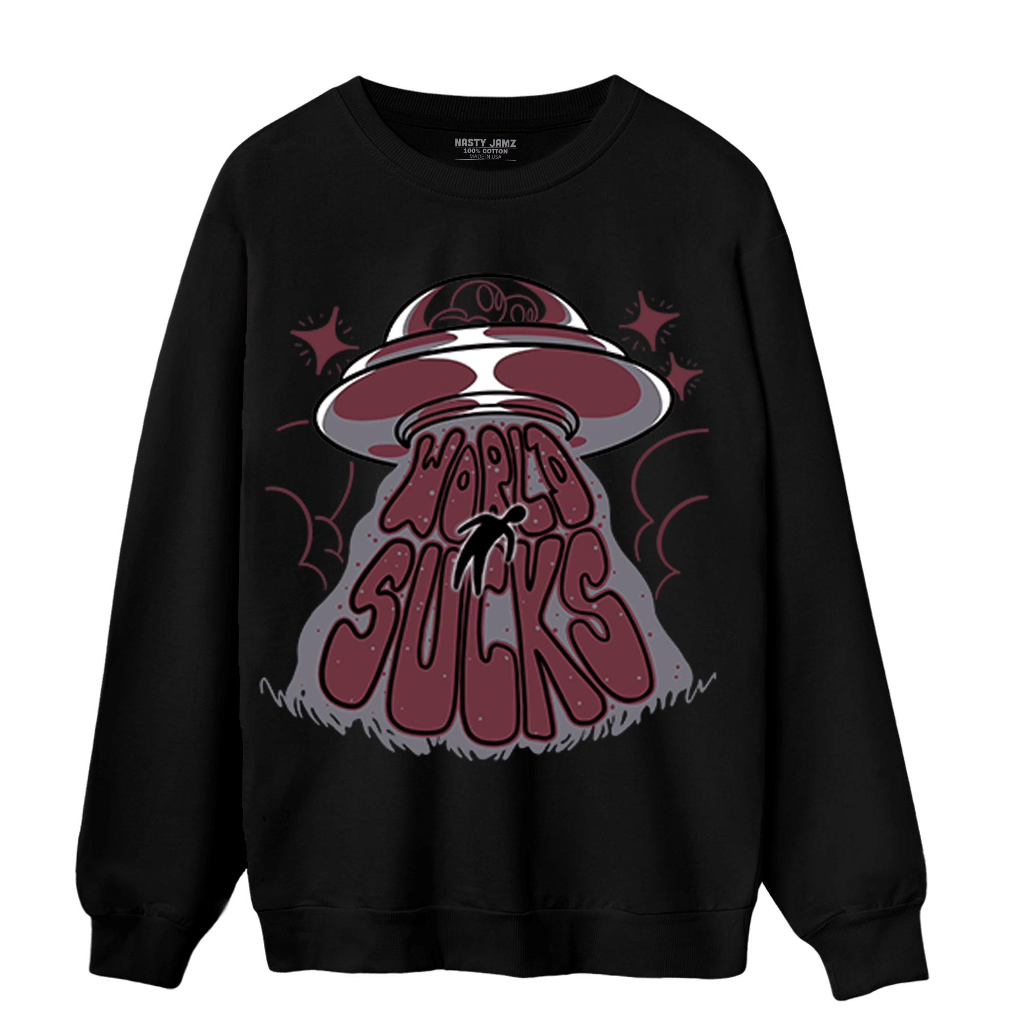 Burgundy 5s Sweatshirt Match World Sucks - NastyJamz