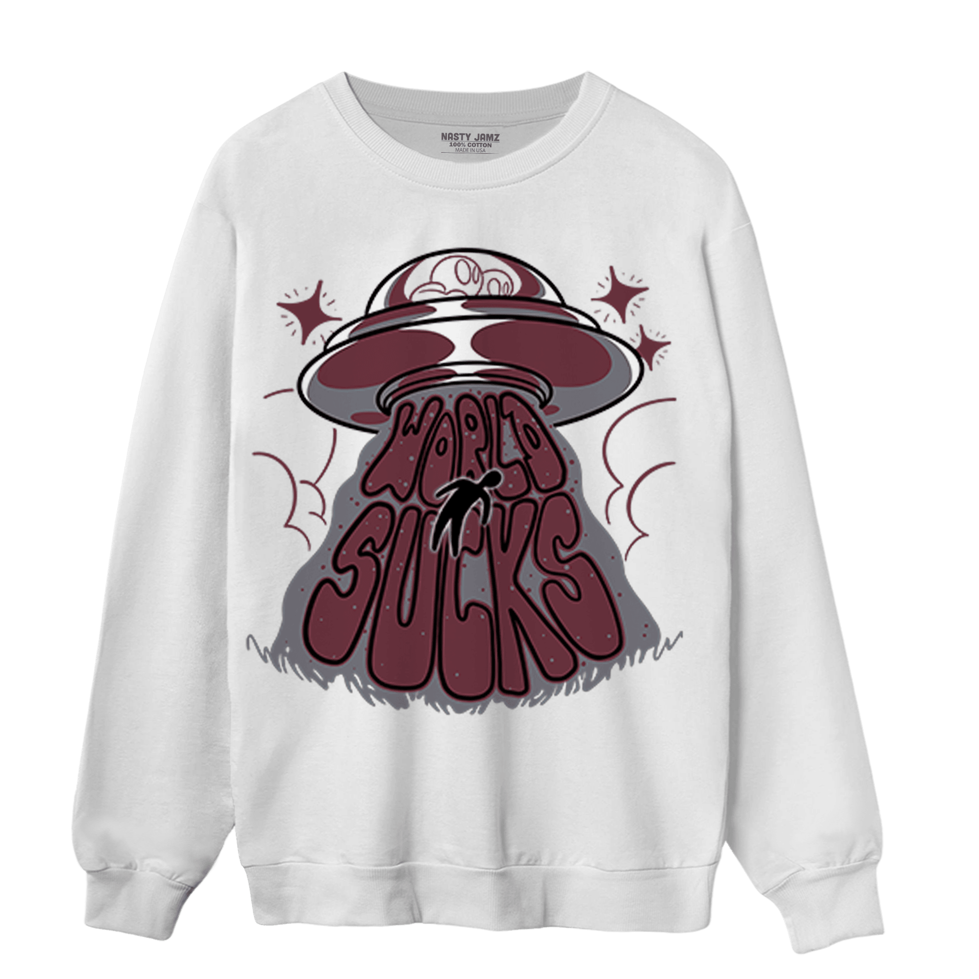 Burgundy 5s Sweatshirt Match World Sucks - NastyJamz