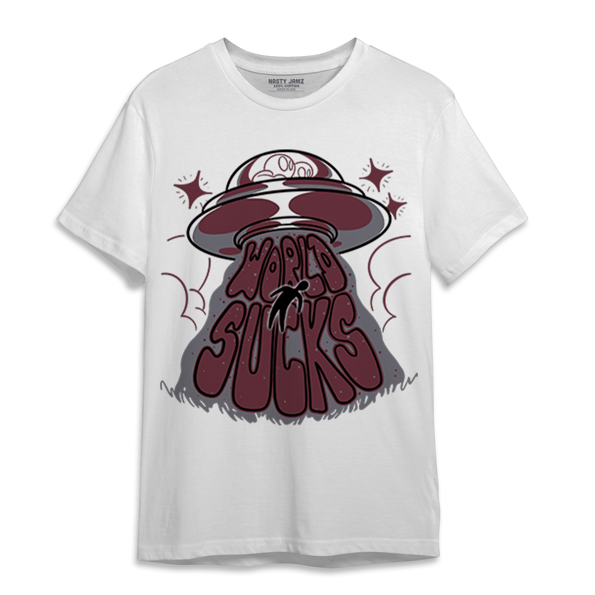 Burgundy 5s T Shirt Match World Sucks - NastyJamz