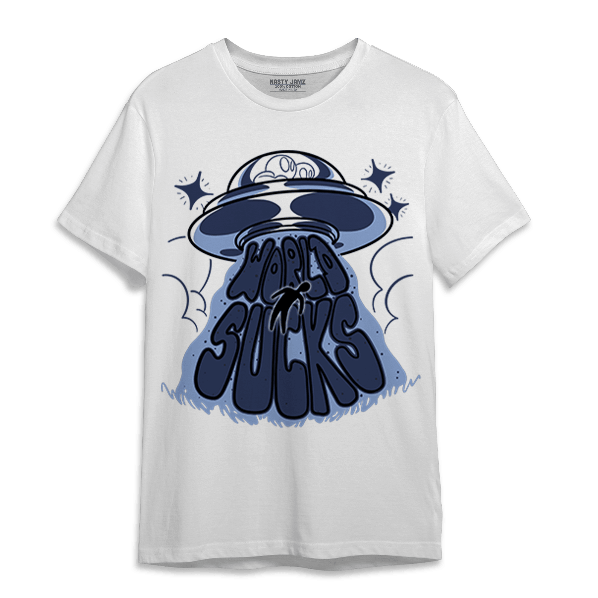 Midnight Navy 5s T Shirt Match World Sucks - NastyJamz