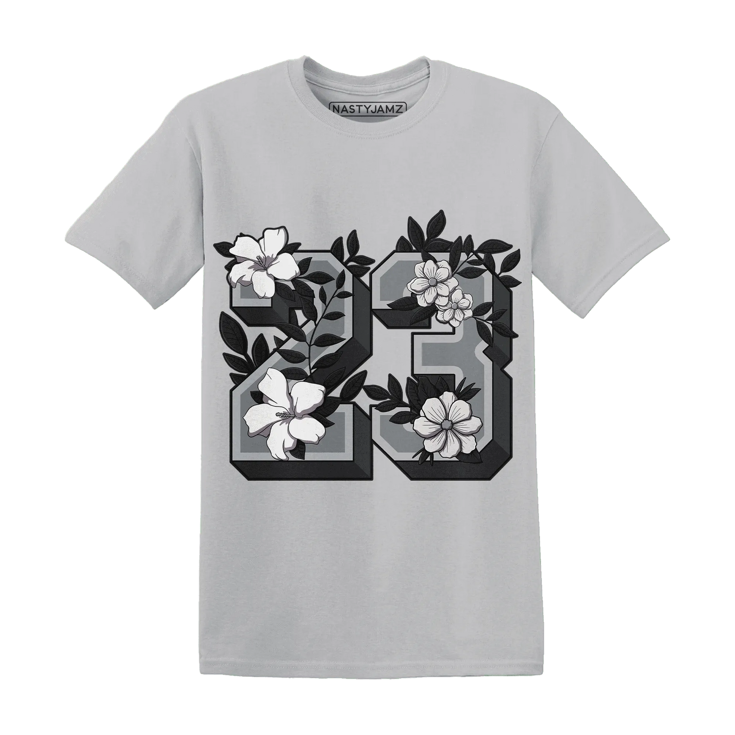 Wolf-Grey-12s-NastyJamz-T-Shirt-Match-23-Floral