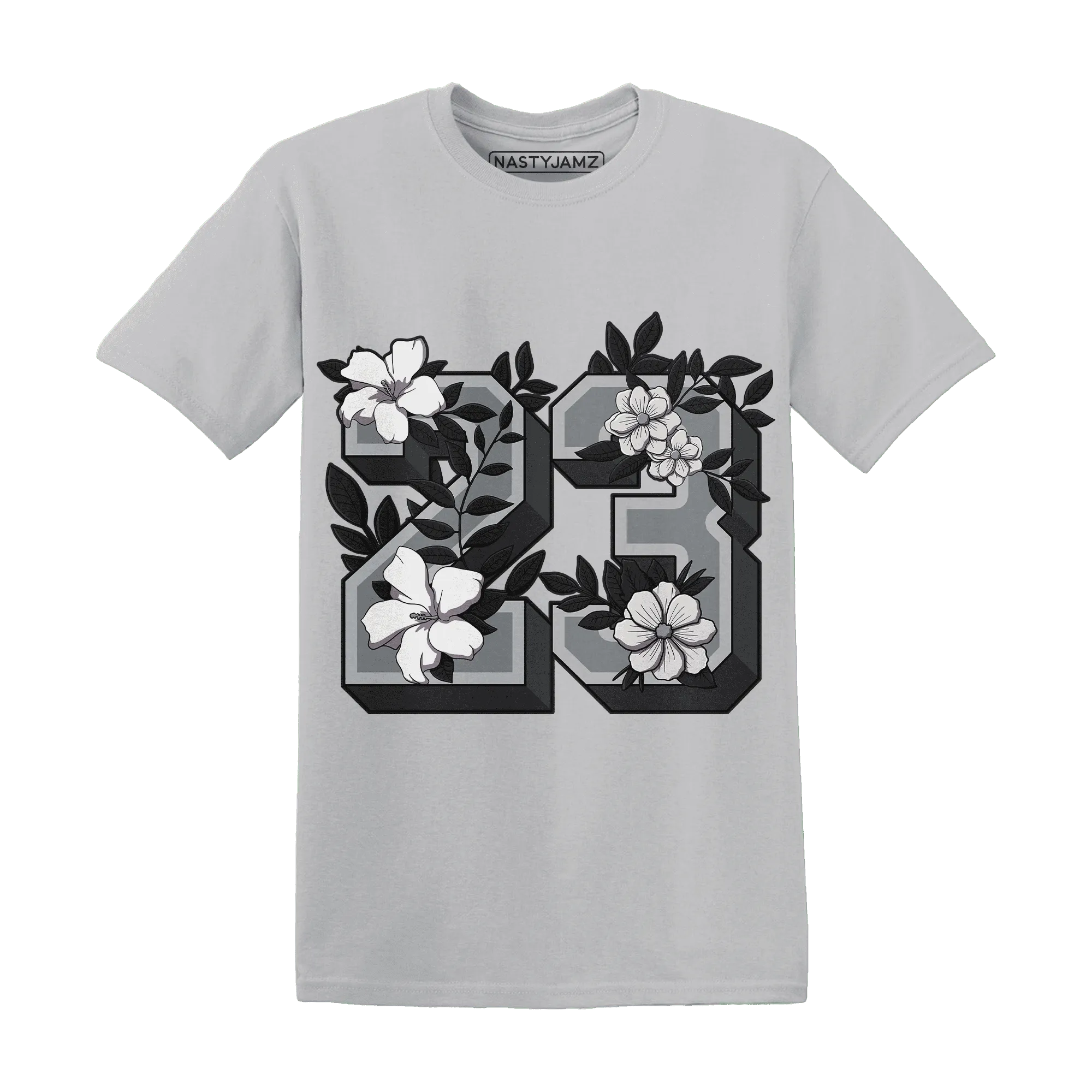 Wolf-Grey-12s-NastyJamz-T-Shirt-Match-23-Floral