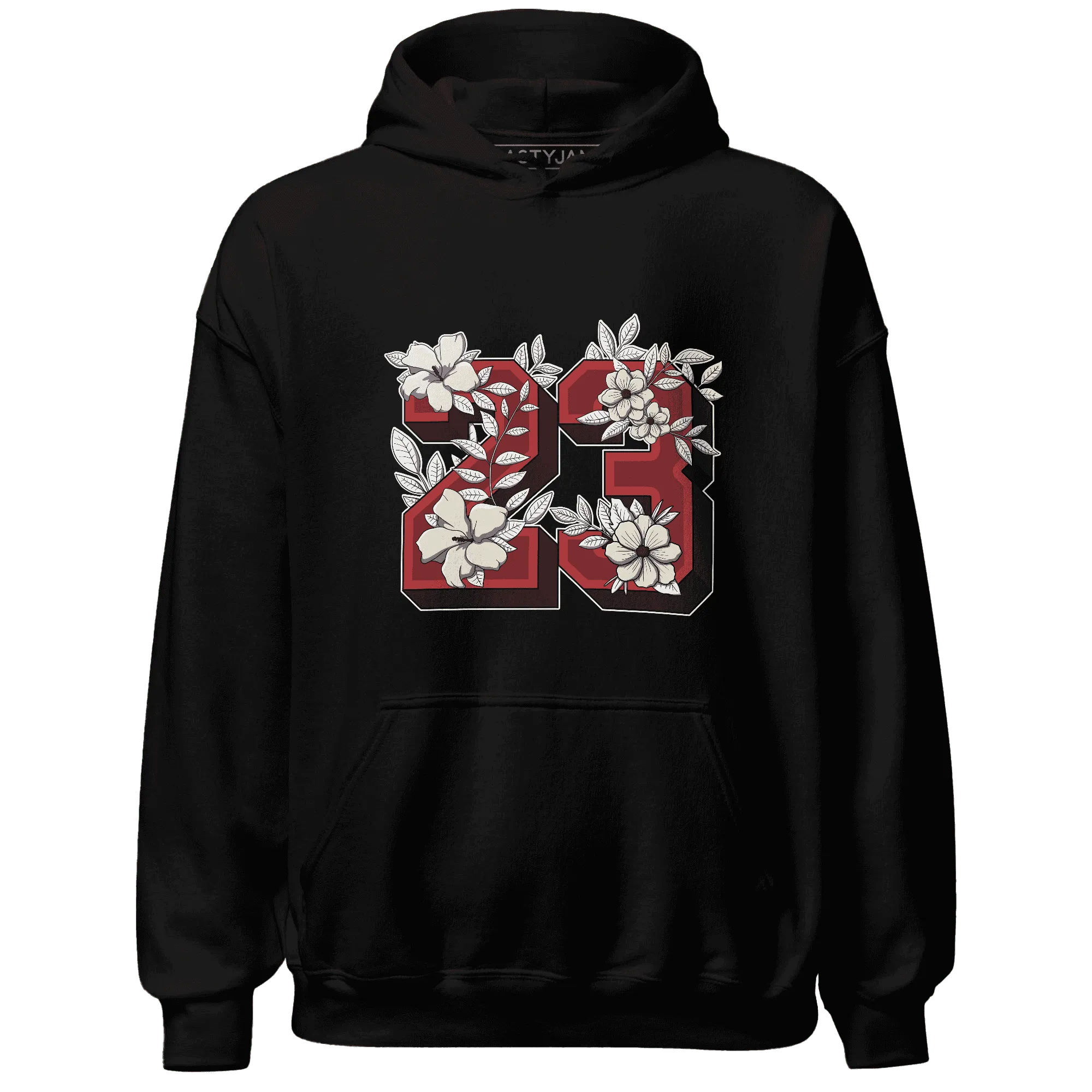 Black-Toe-Reimagined-Red-White-1s-Hoodie-Match-23-Floral