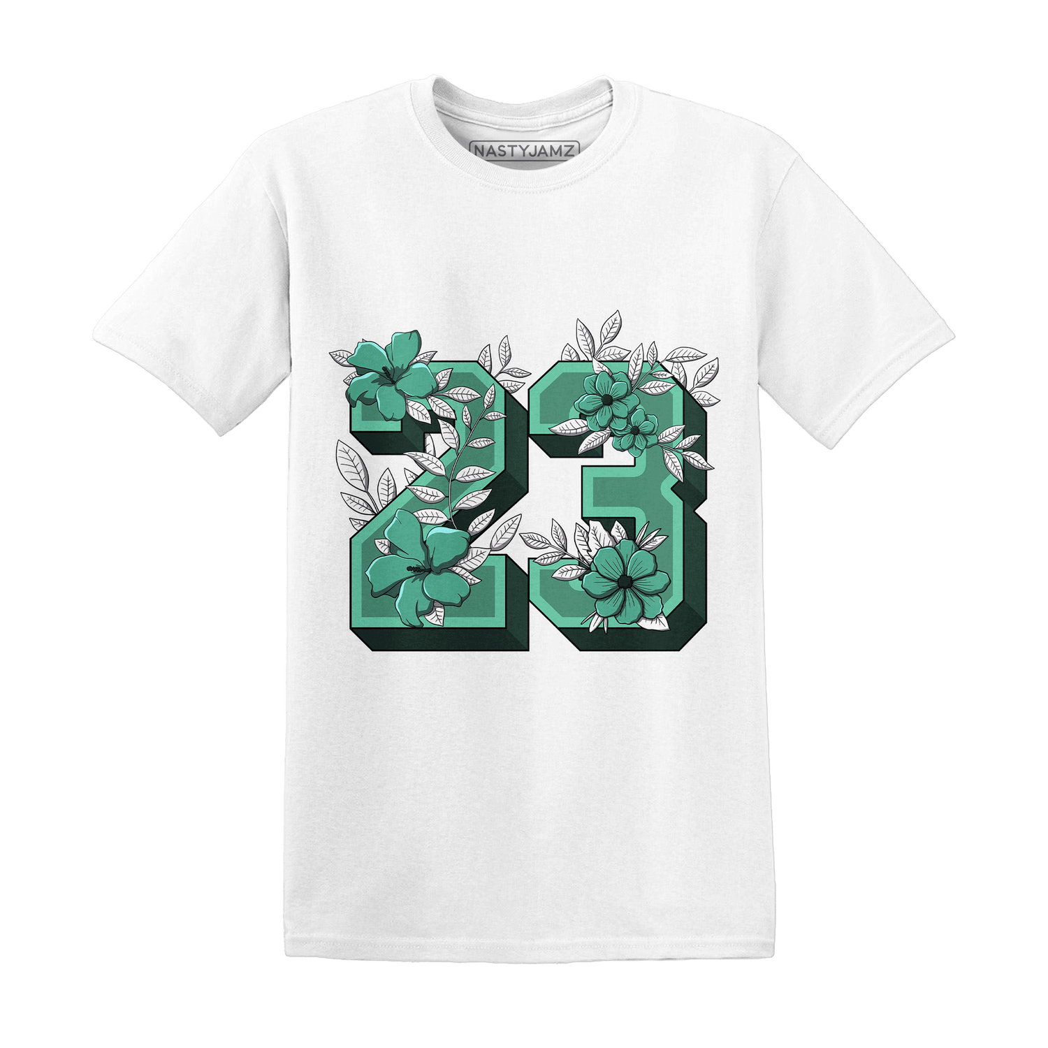 High OG Green Glow 1s T Shirt Match 23 Floral - NastyJamz