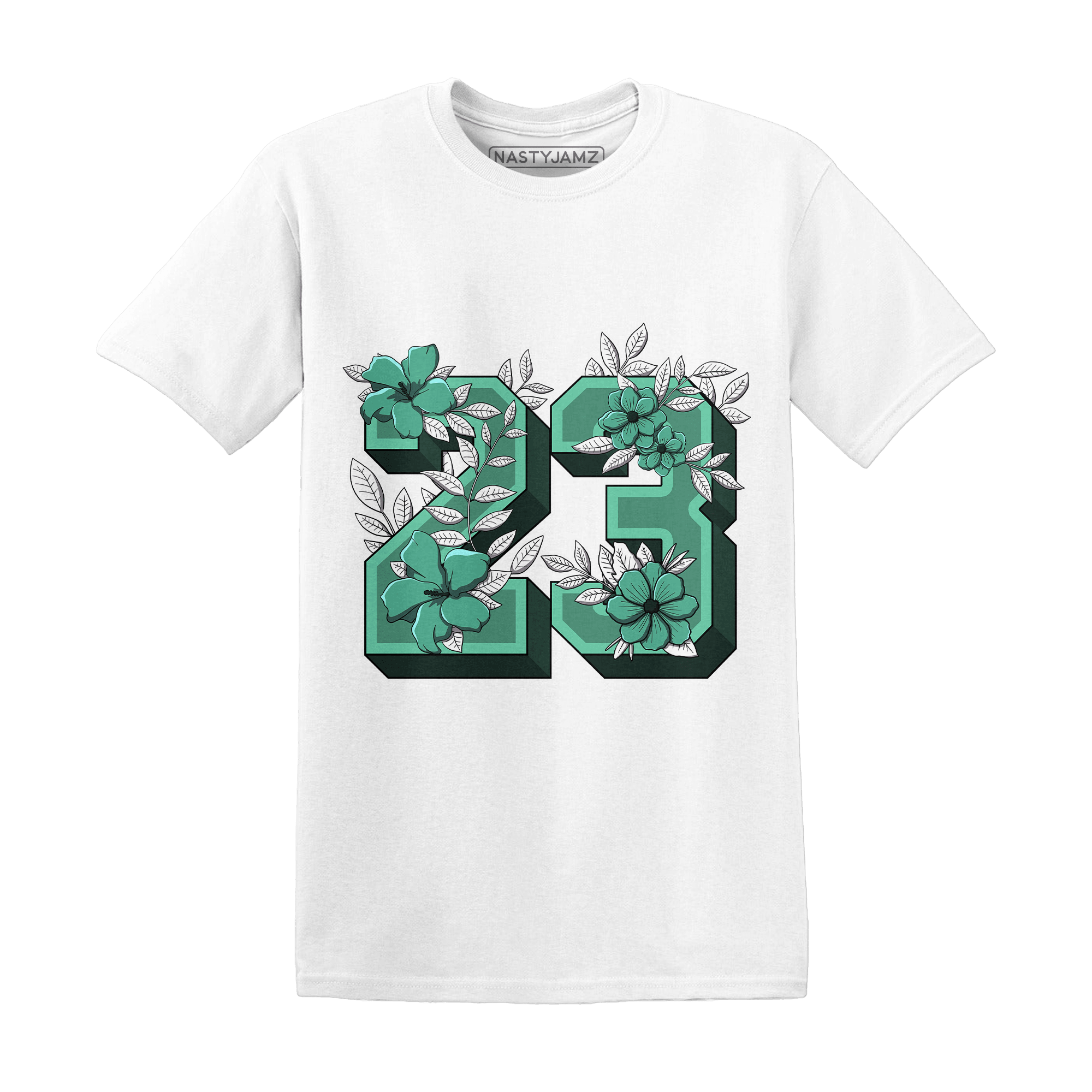 High OG Green Glow 1s T Shirt Match 23 Floral - NastyJamz