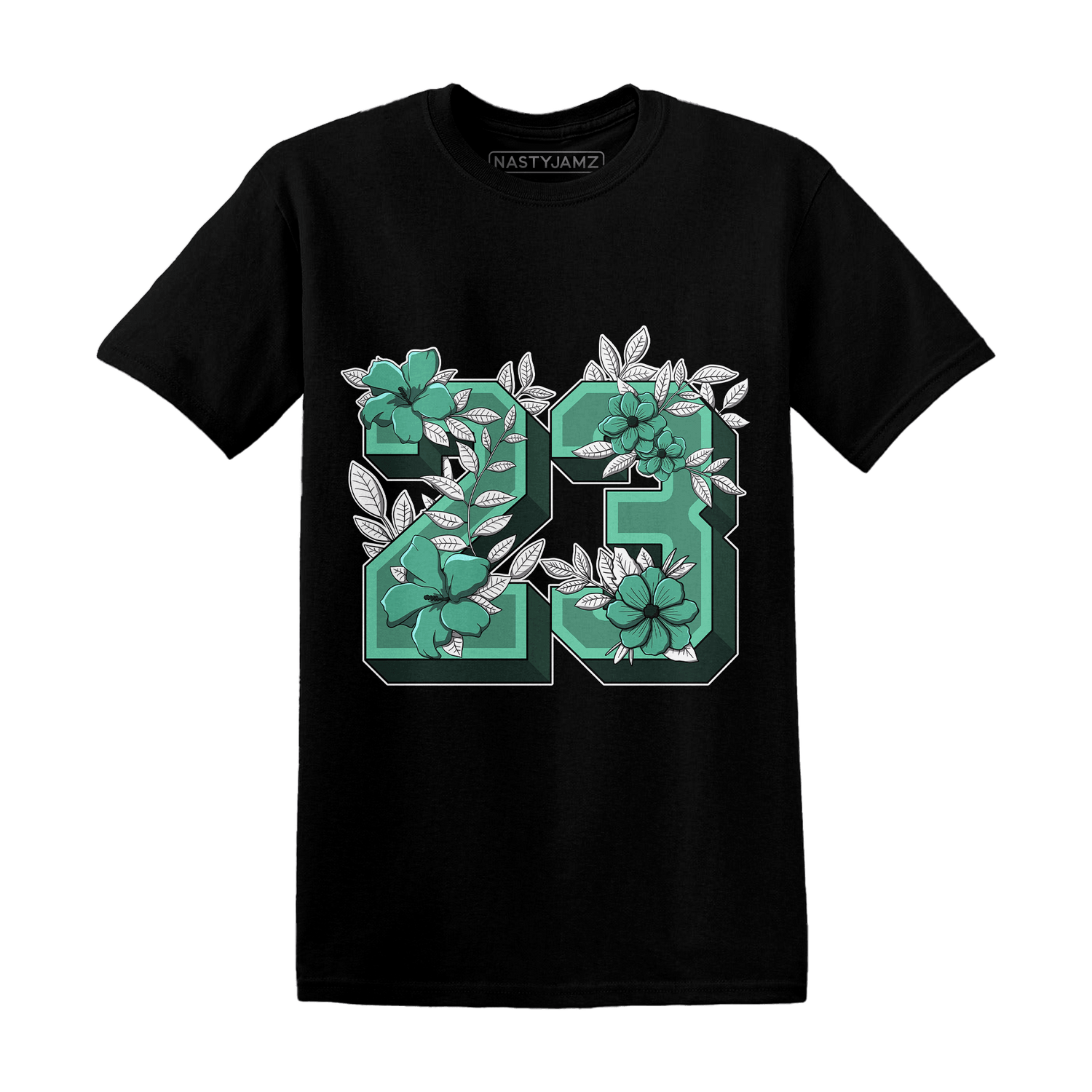 High OG Green Glow 1s T Shirt Match 23 Floral - NastyJamz