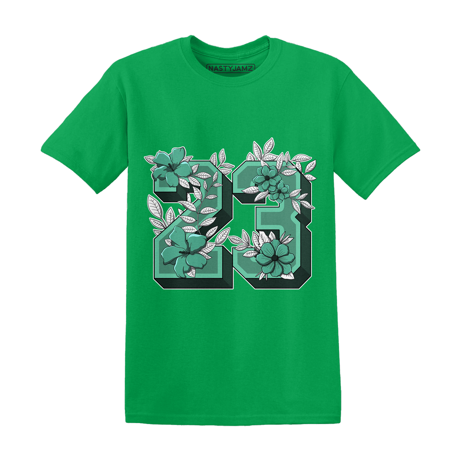 High OG Green Glow 1s T Shirt Match 23 Floral - NastyJamz