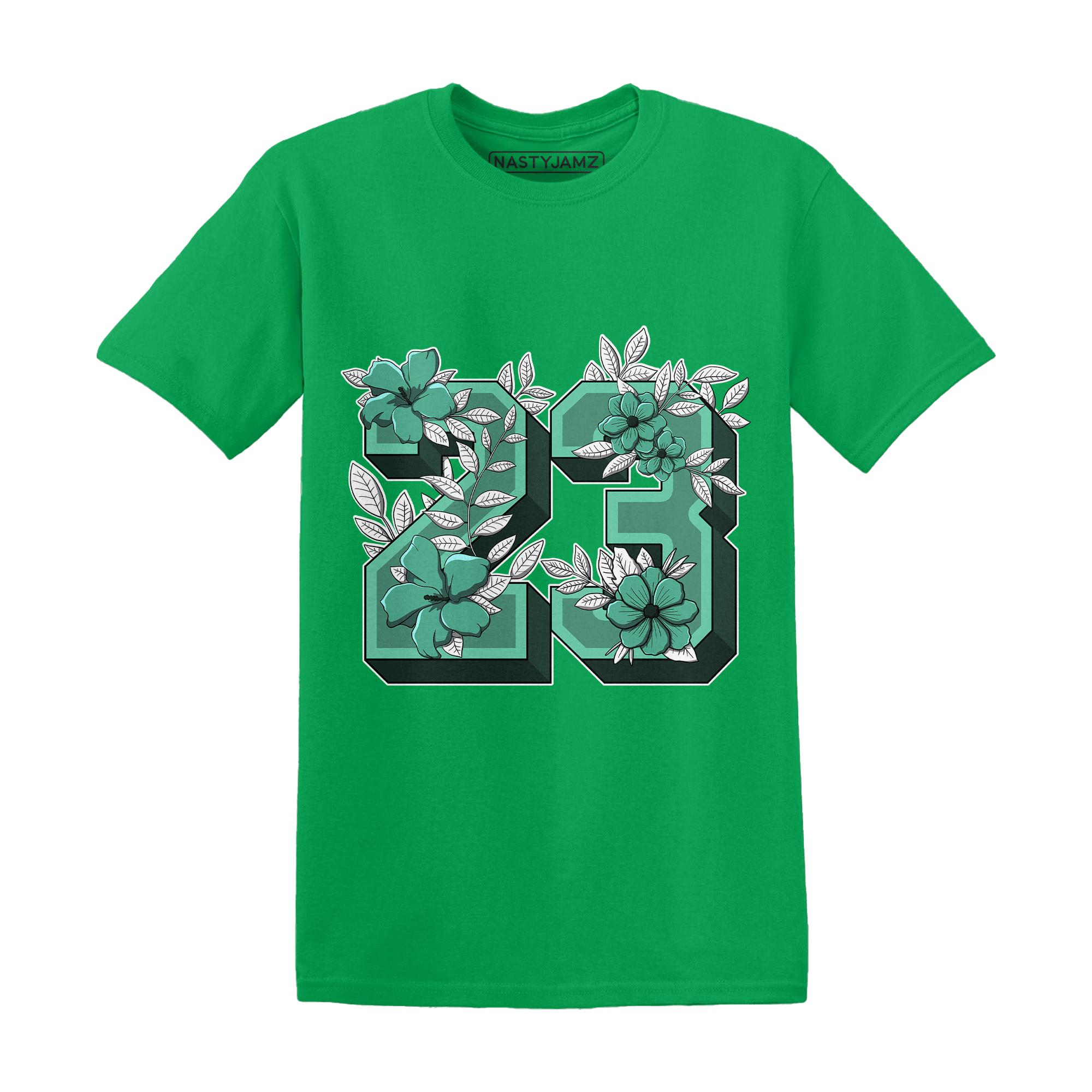 High OG Green Glow 1s T Shirt Match 23 Floral - NastyJamz