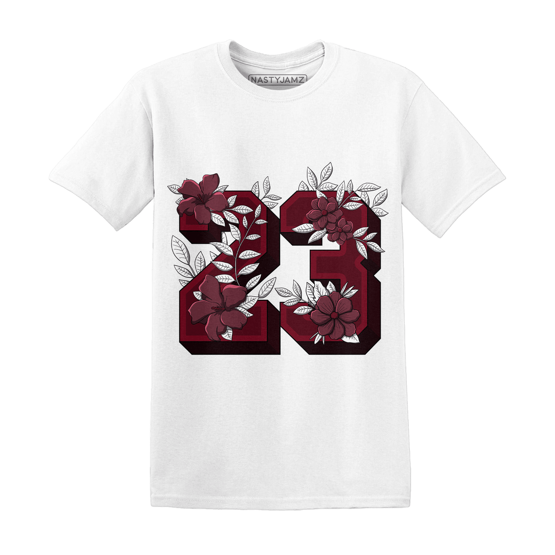 High White Team Red 1s T Shirt 23 Floral - NastyJamz