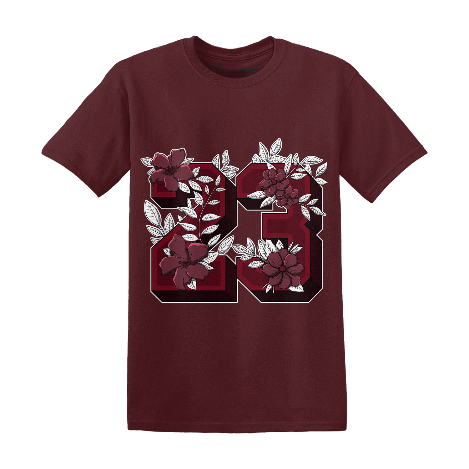 High White Team Red 1s T Shirt 23 Floral - NastyJamz
