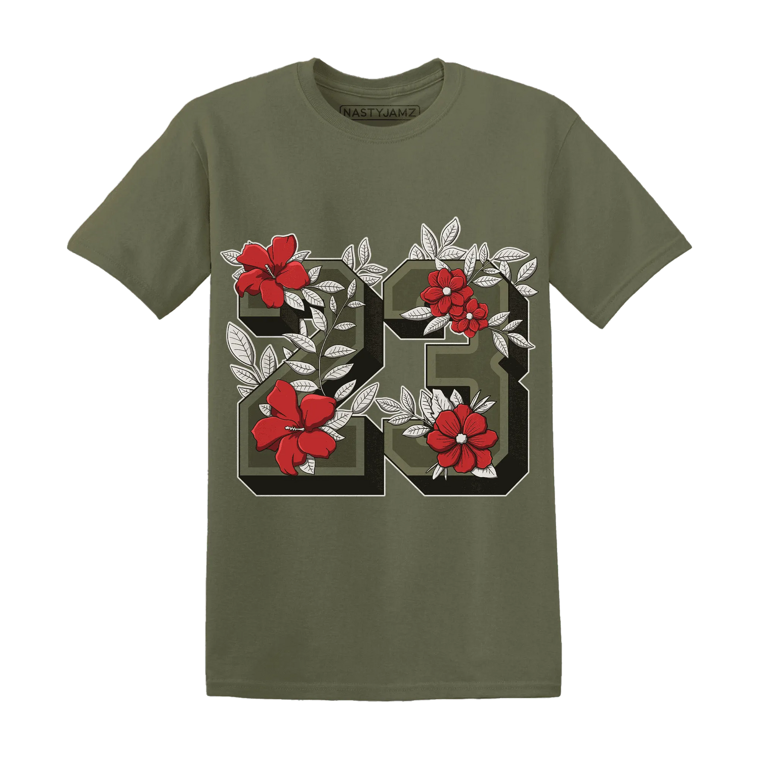 Medium-Olive-1s-NastyJamz-T-Shirt-Match-23-Floral