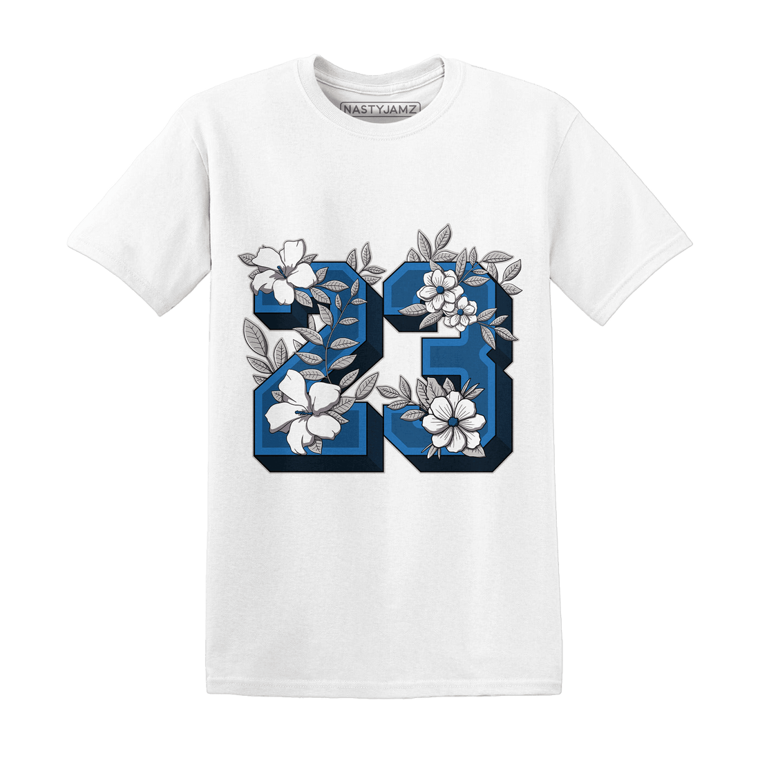 Industrial Blue 4s T Shirt Match 23 Floral - NastyJamz