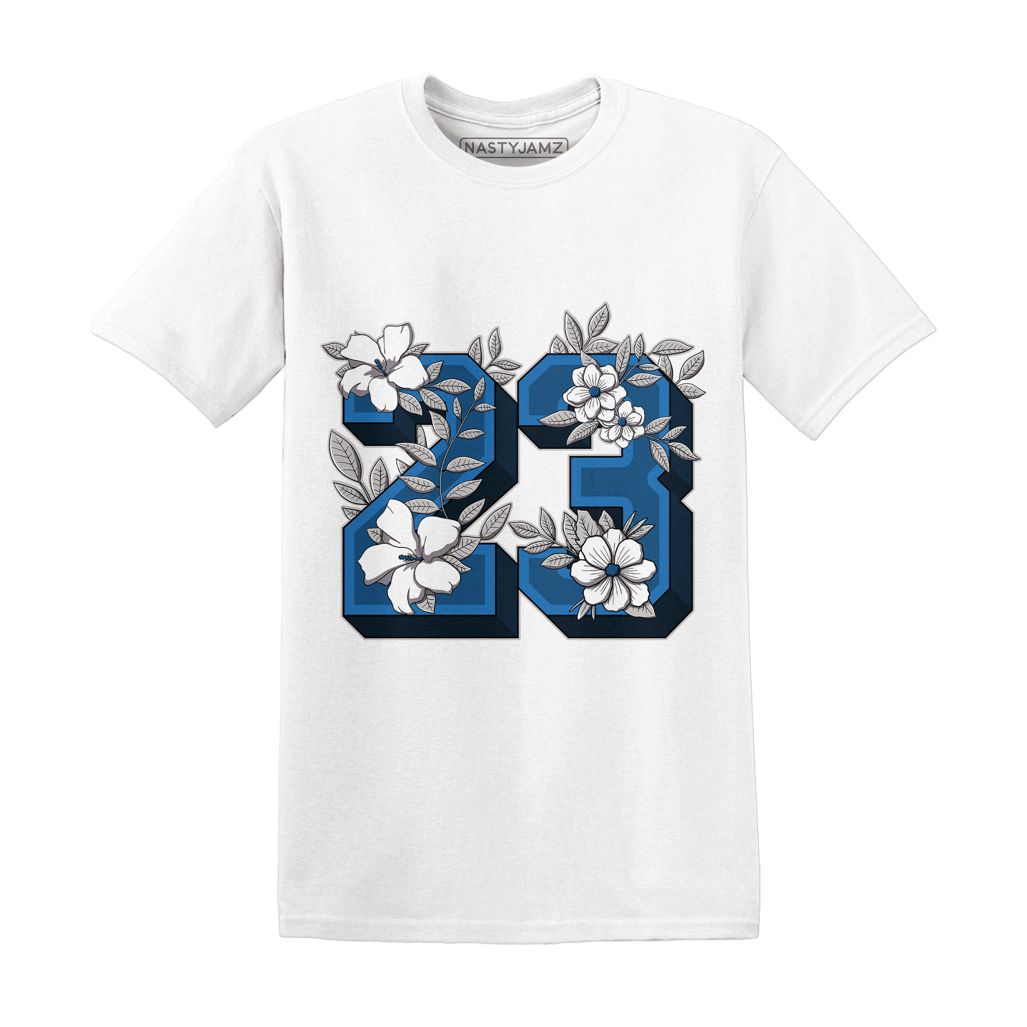 Industrial Blue 4s T Shirt Match 23 Floral - NastyJamz