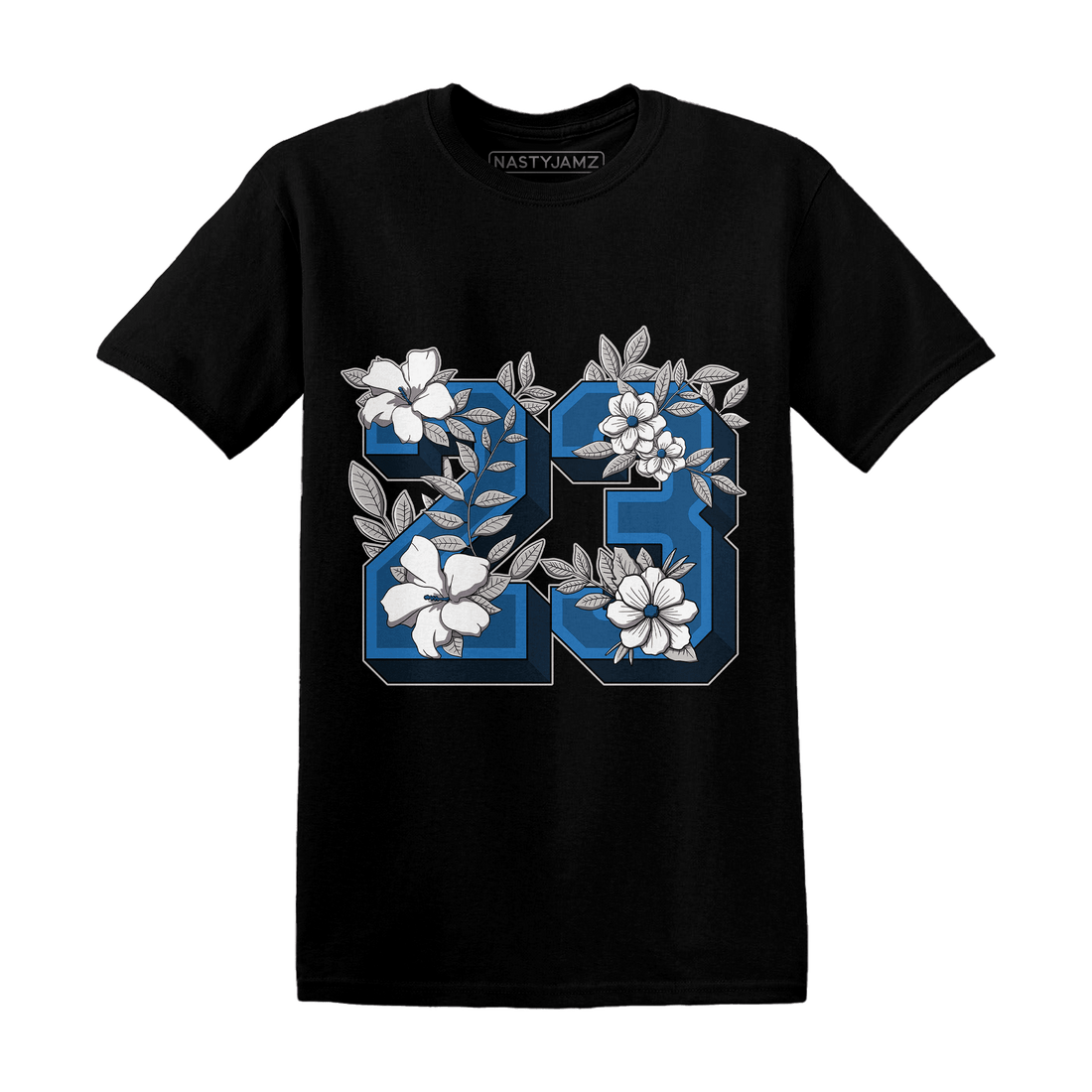 Industrial Blue 4s T Shirt Match 23 Floral - NastyJamz