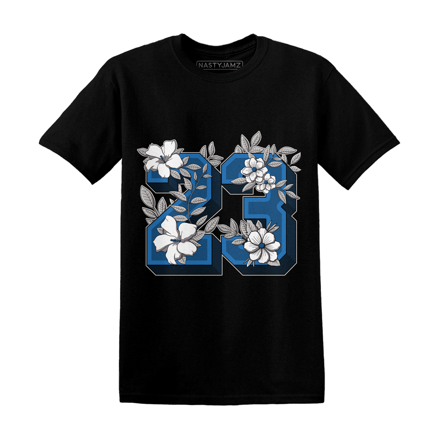 Industrial Blue 4s T Shirt Match 23 Floral - NastyJamz