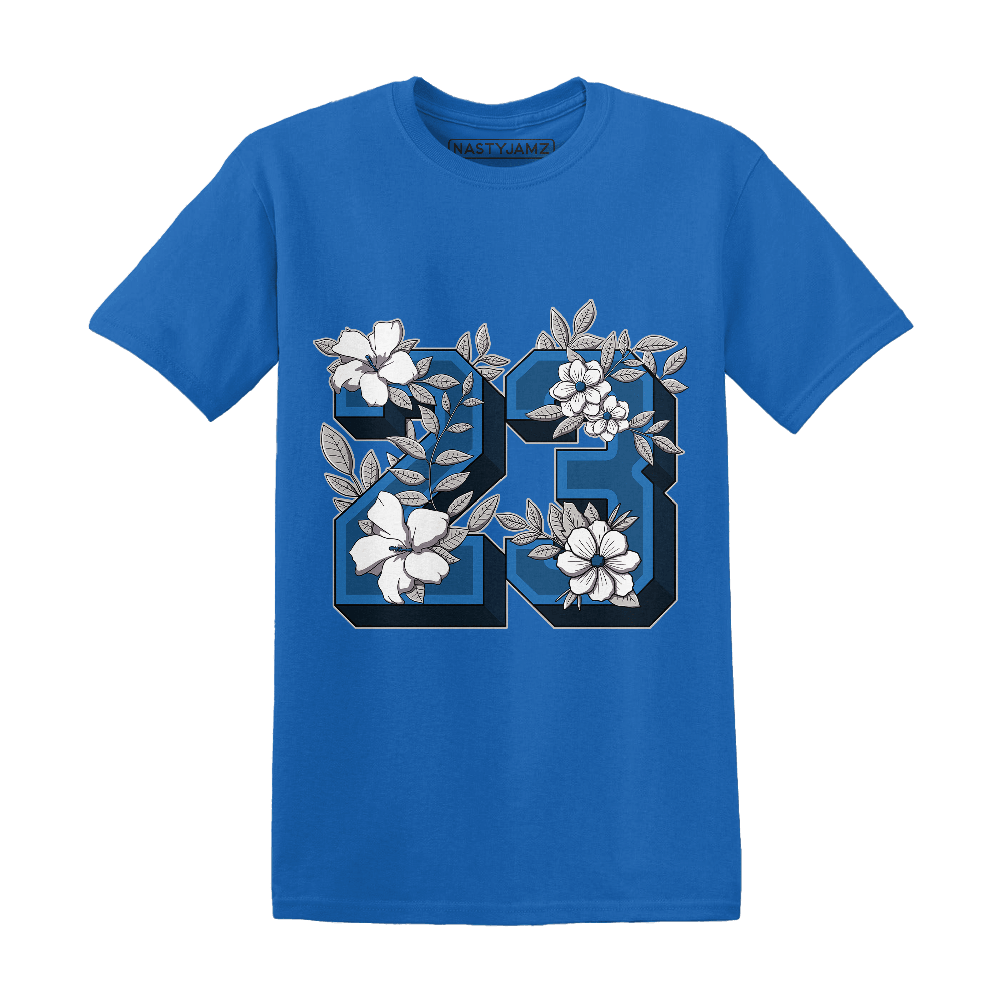 Industrial Blue 4s T Shirt Match 23 Floral - NastyJamz