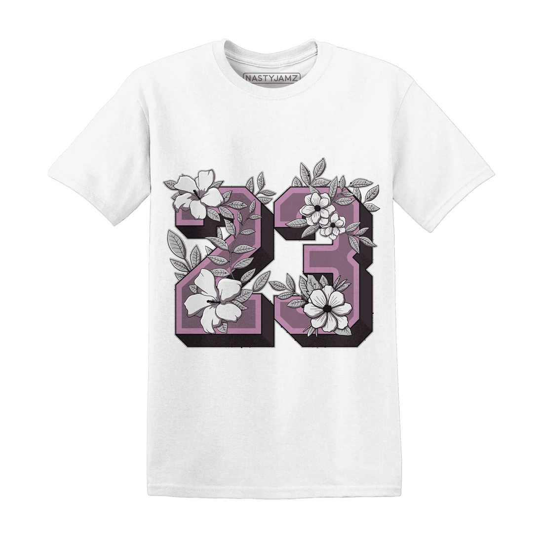 Orchid-Neutral-Grey-Black-White-4s-T-Shirt-Match-23-Floral